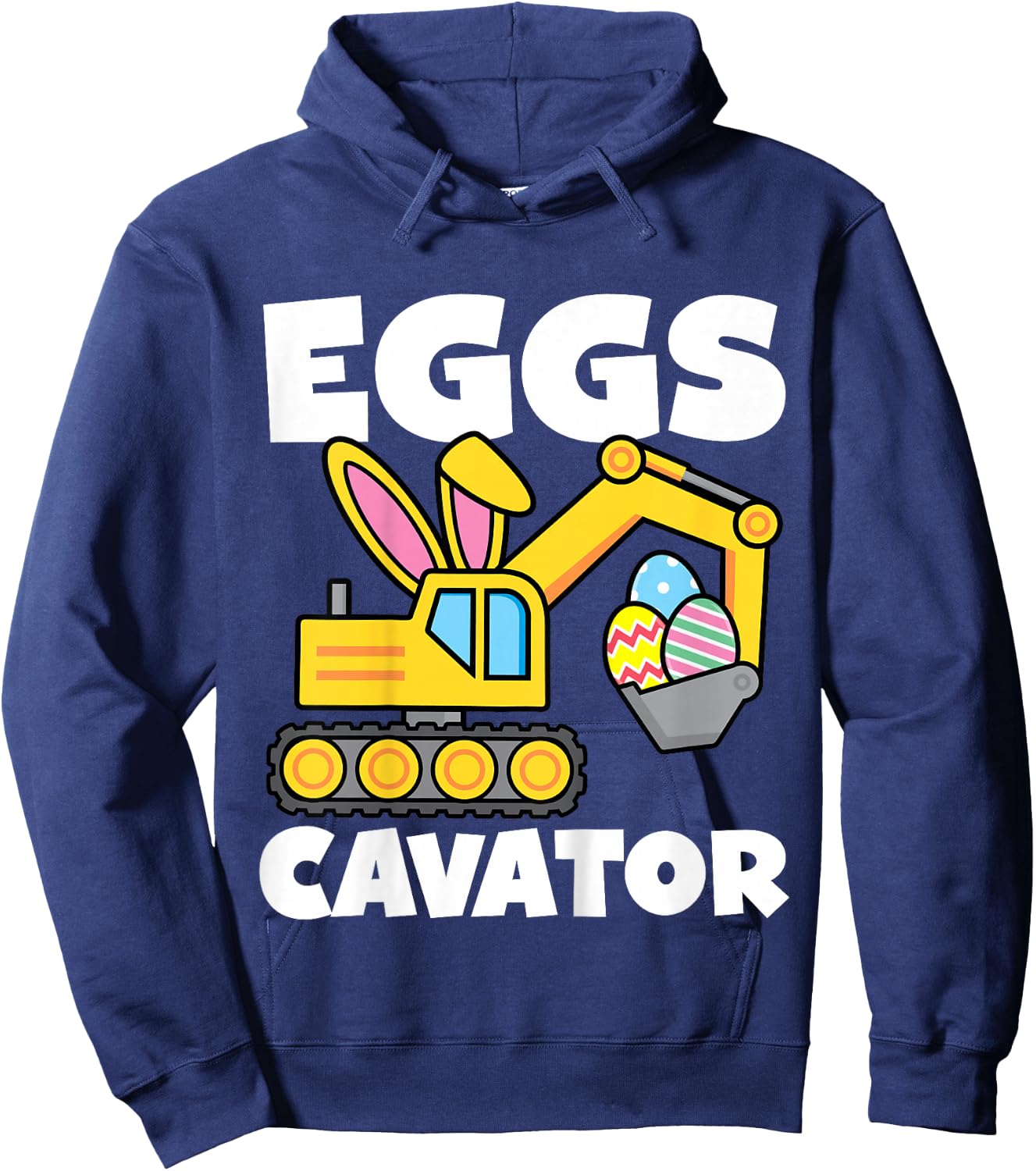 Kids Eggs Cavator Easter Egg Hunt Basket Excavator Boys Toddler Hoodie - Hoodie | Navy