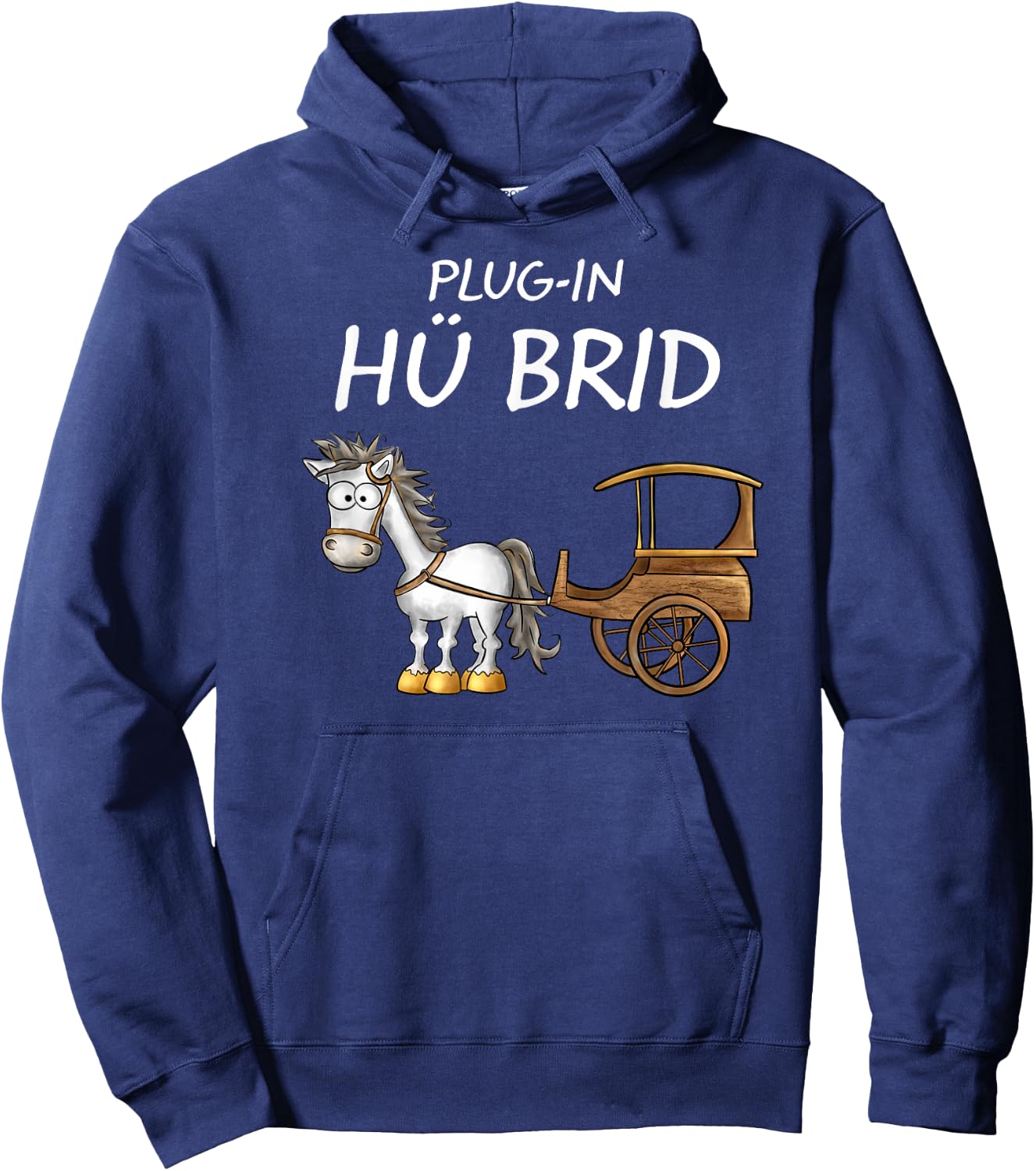 Funny Hybrid Plug-in Car Horse Word Game HÜ BRID , black Hoodie - Hoodie | Navy