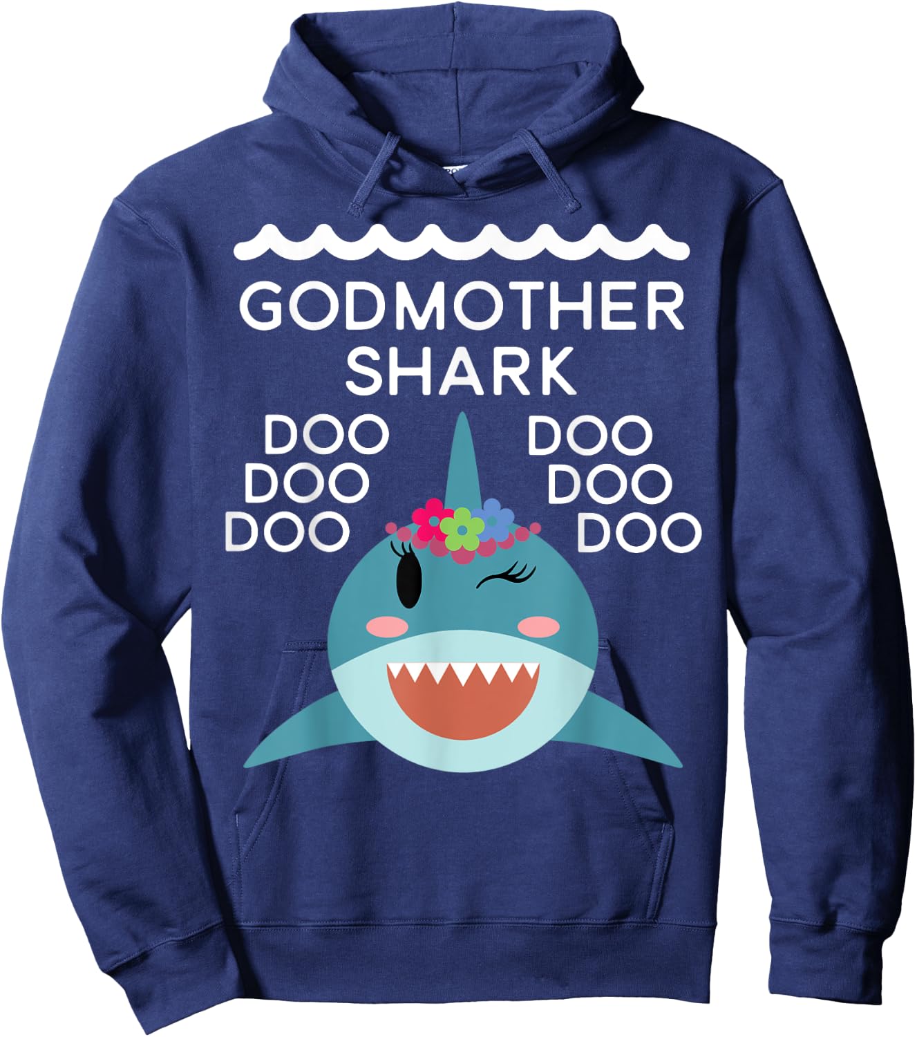 Godmother Shark shirt Matching Family Shirts Shark Hoodie - Hoodie | Navy