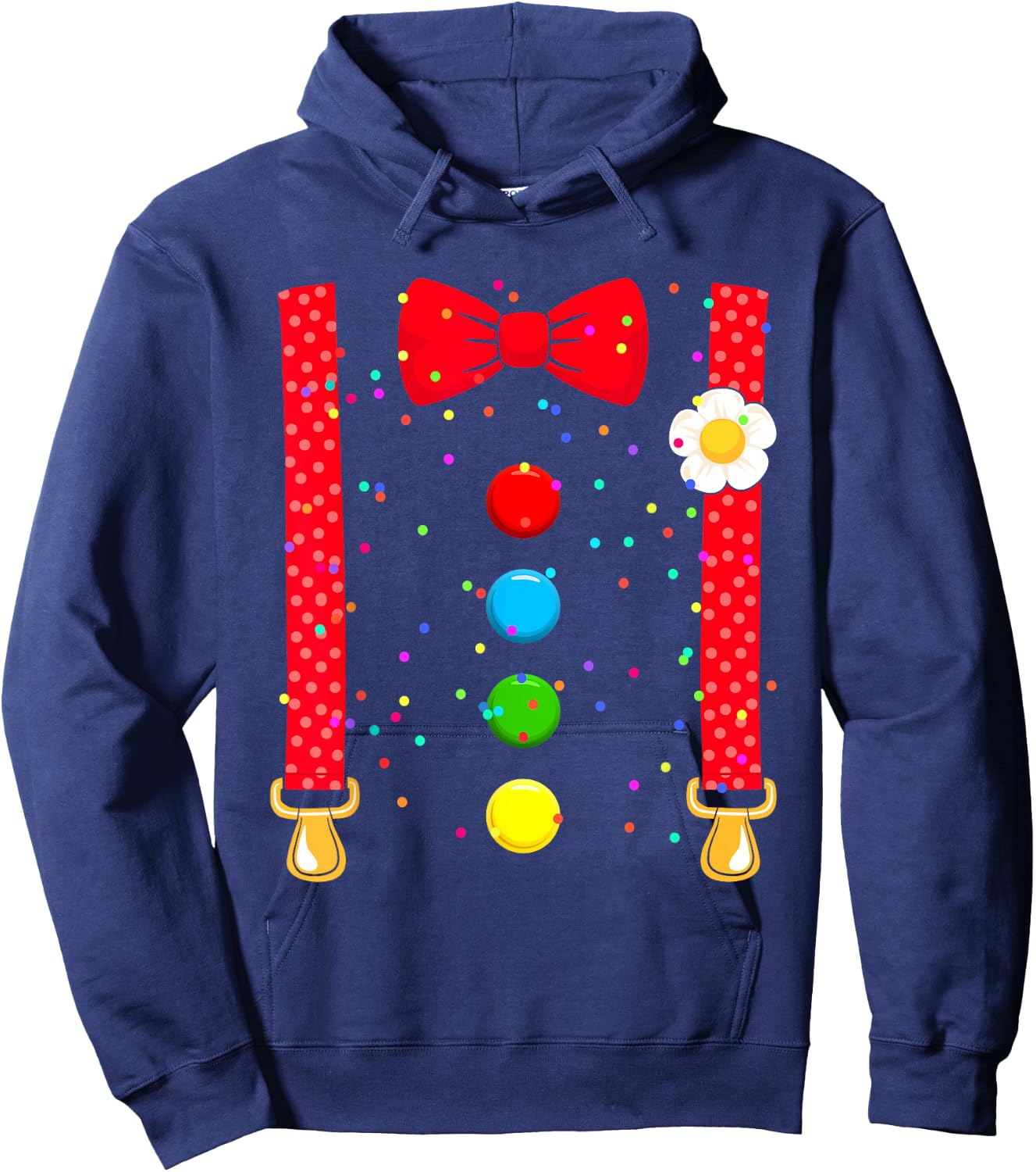 Clown Costume with Braces Bow Tie for Carnival Fancy Dress , black Hoodie - Hoodie | Navy