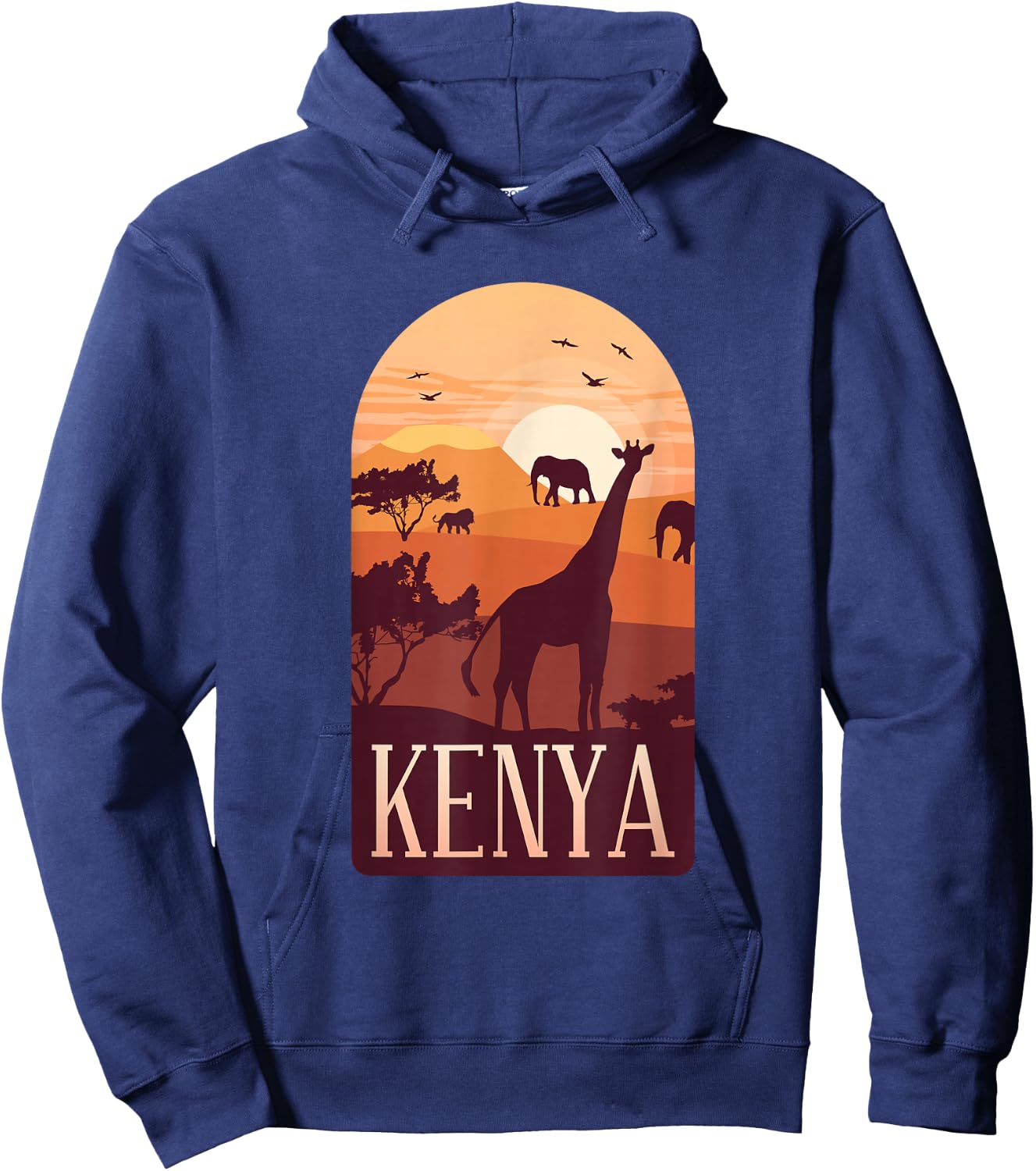 Kenya Africa Giraffe Elephant Lion African Animals Hoodie - Hoodie | Navy