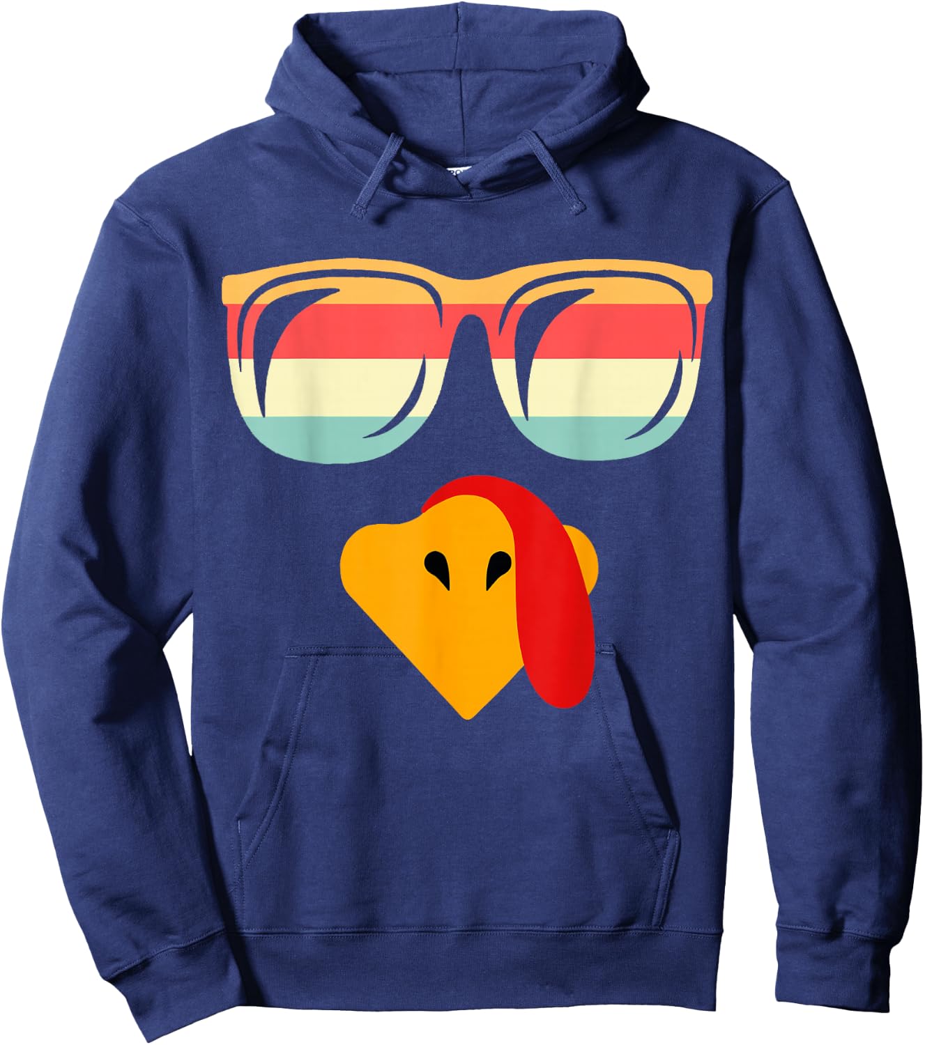 Cool Turkey Face With Sunglasses Funny Thanksgiving For Boys Hoodie - Hoodie | Navy