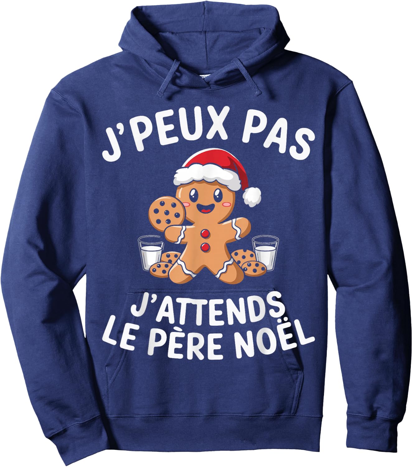 Gingerbread J'peux Pas J'attends Le Père Noël Humour Christmas Hoodie - Hoodie | Navy