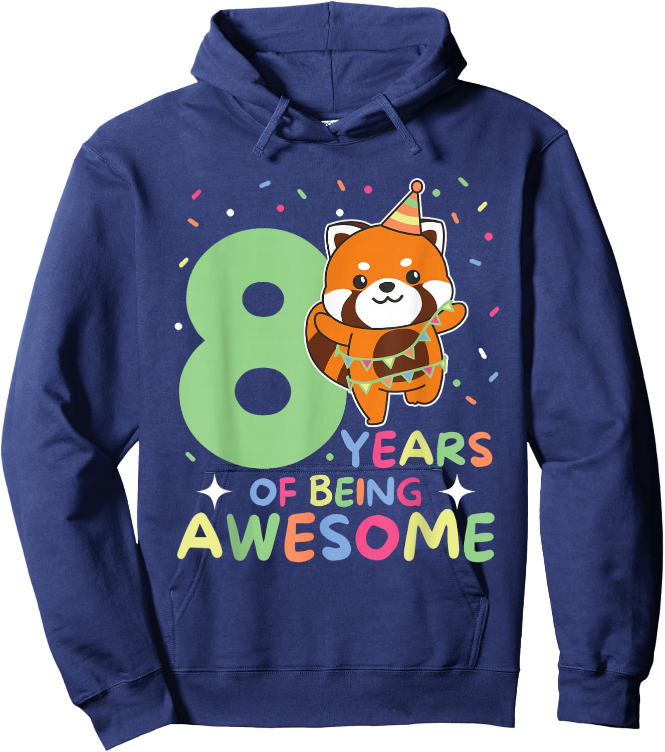Red Panda 8th Birthday Children 8 Years Old Red Panda Hoodie - Hoodie | Navy