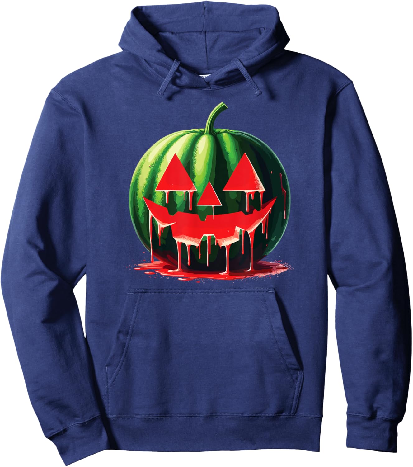 Spooky Summer Food Dripping Watermelon Jack O Lantern Men Women Hoodie - Hoodie | Navy