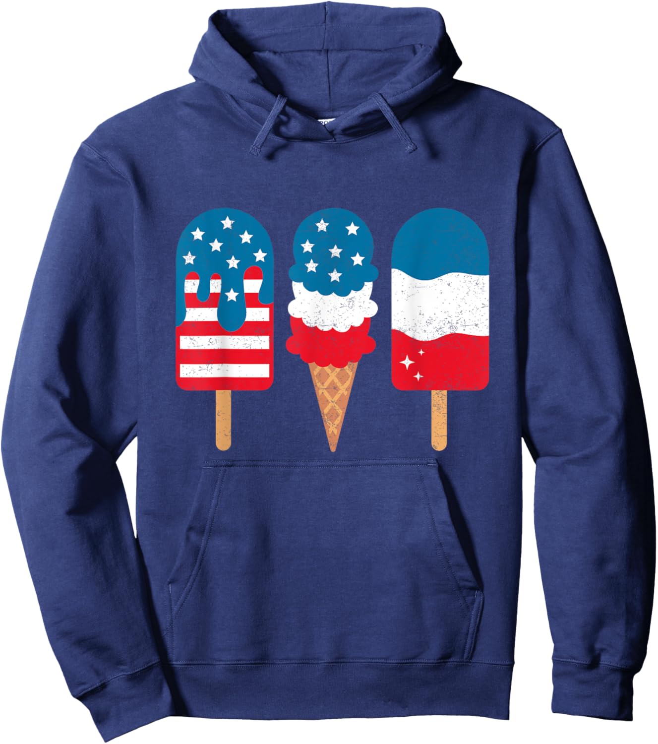 4th Of July Popsicle Red White Blue American Flag Patriotic Women Girls Kids Men Hoodie - Hoodie | Navy