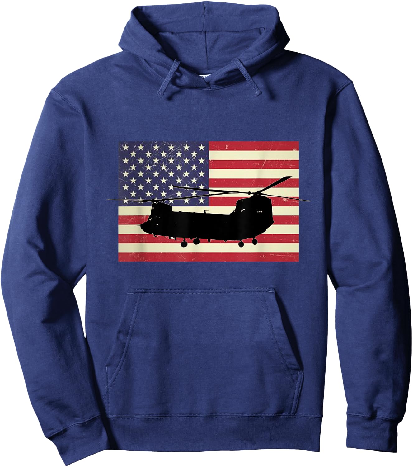 American USA Flag Chinook Helicopter Army Military Pilot Kids Men Hoodie - Hoodie | Navy