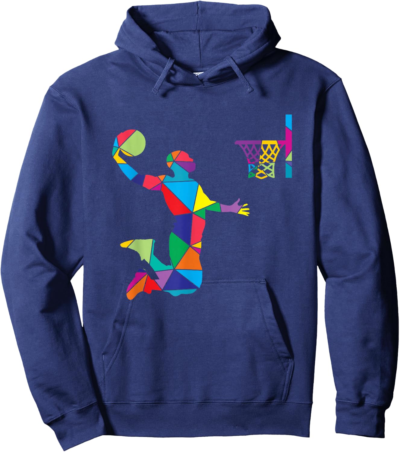 Low Poly Art Baller Geometric Polygon Art Basketball Hoodie - Hoodie | Navy