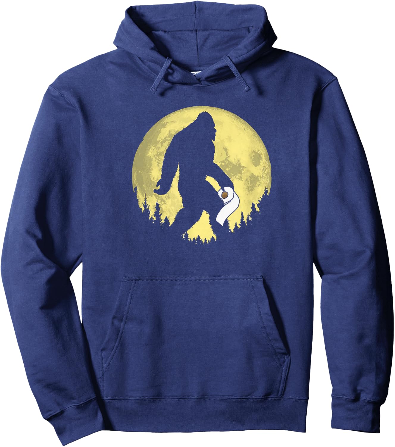 Funny Bigfoot & Toilet Paper Night Time Moon Graphic Hoodie - Hoodie | Navy