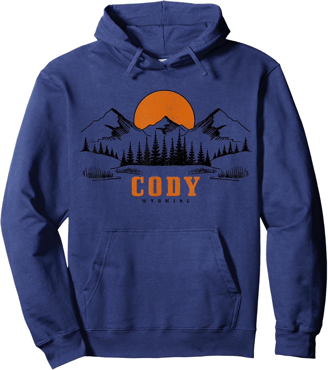 Cody Wyoming Vintage Mountains USA America Souvenir Hoodie - Hoodie | Navy