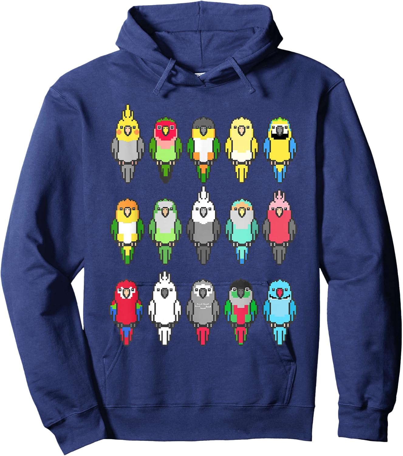 Pixel Birbs Pixelated Parrots Bird Memes Parrot Nerd Hoodie - Hoodie | Navy