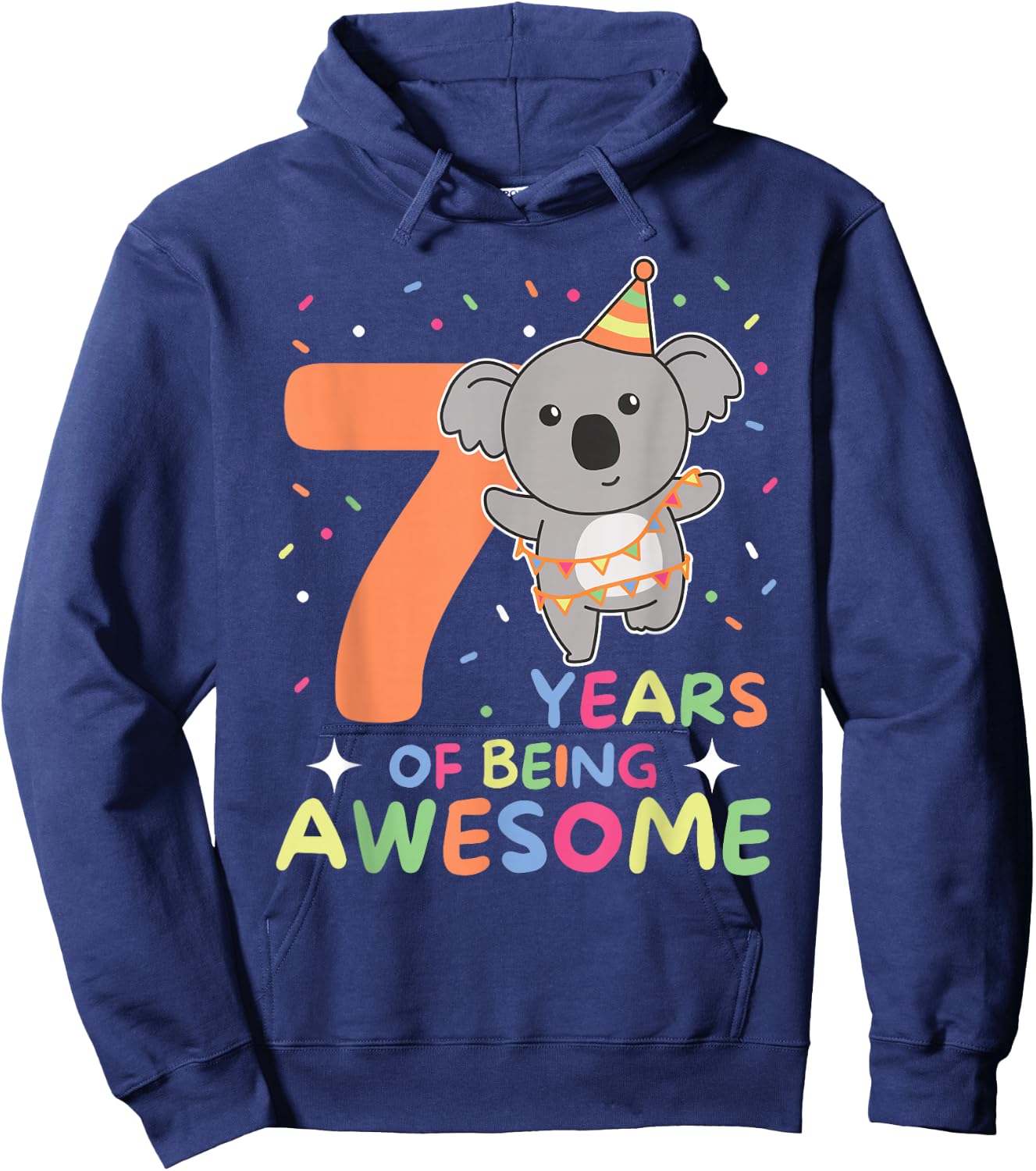 Koala For 7th Birthday Kids Seven Year Old Koala Hoodie - Hoodie | Navy