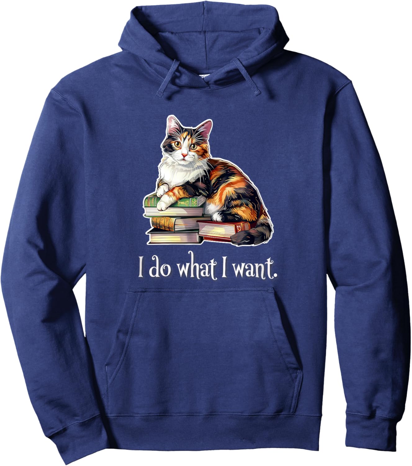 I Do What I Want Calico Cat Lover Women Girls Kids Hoodie - Hoodie | Navy