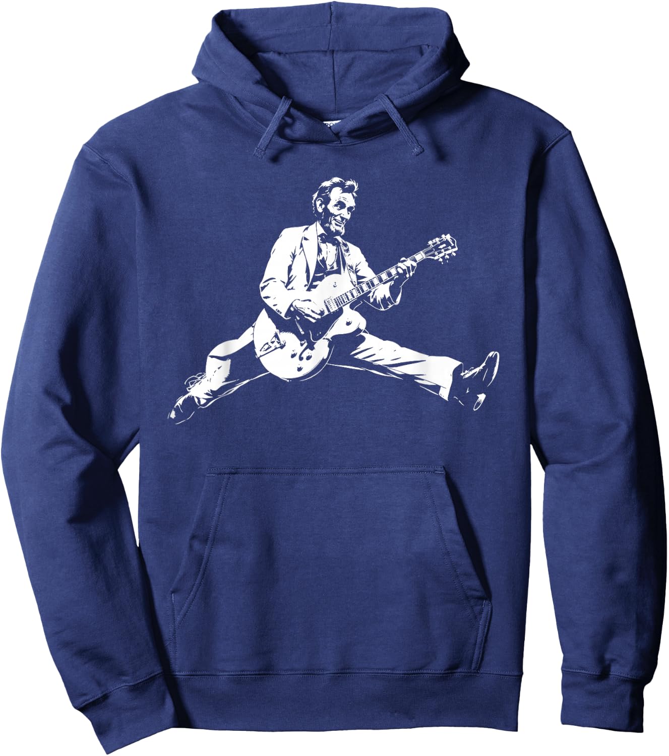 Classic US President Abraham Lincoln Playing Rock Guitar Hoodie - Hoodie | Navy