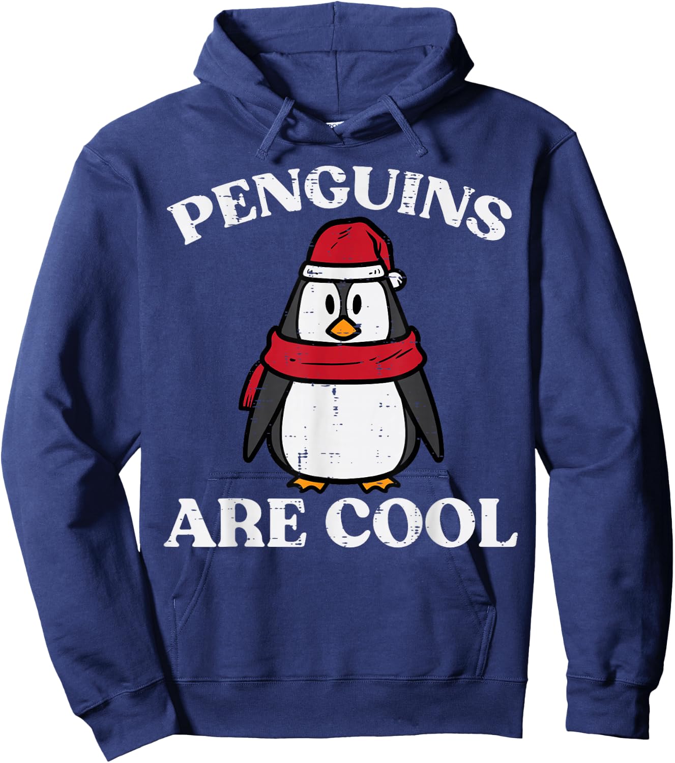 Penguins Are Cool Scarf Hat Funny Pun Joke Women Men Kids Hoodie - Hoodie | Navy