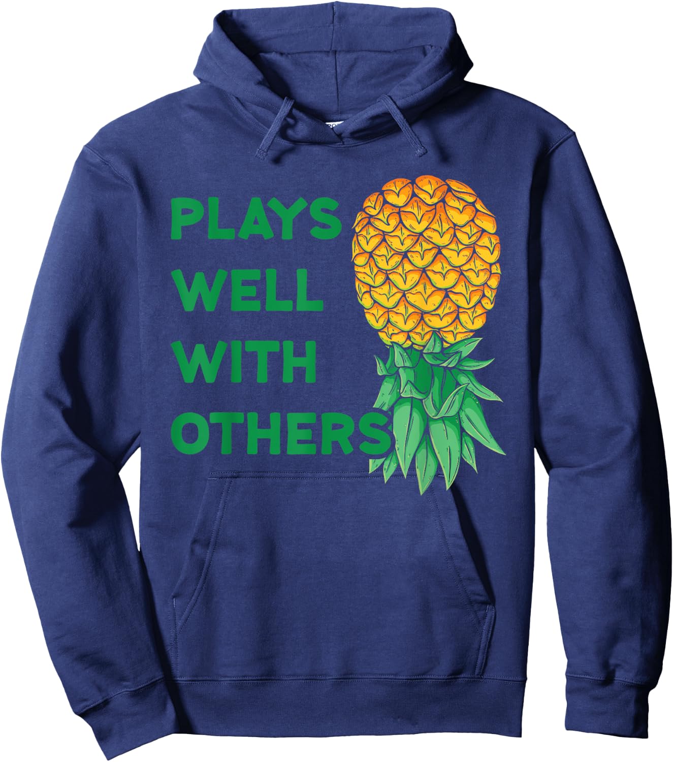 Plays Well With Others Upside Down Pineapple - Polyamory Hoodie - Hoodie | Navy