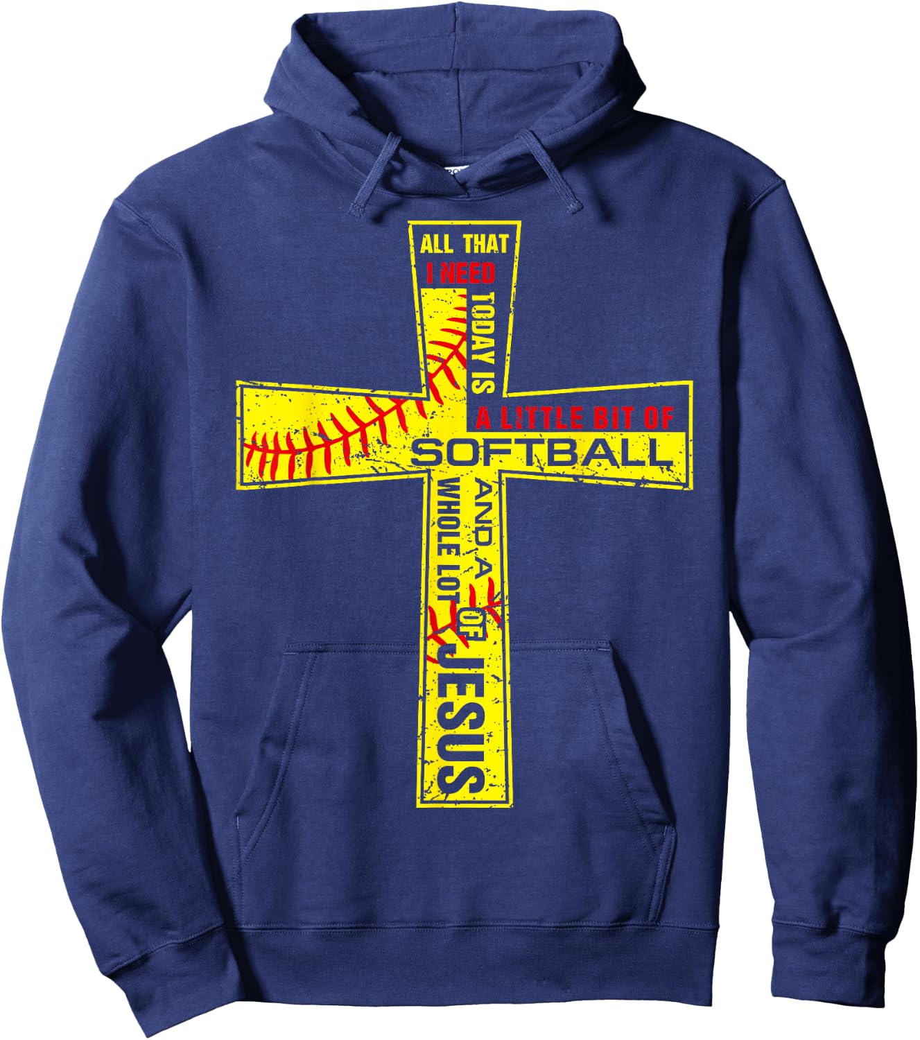 Softball Girl Christian Cross Faith I Need Softball & Jesus Hoodie - Hoodie | Navy