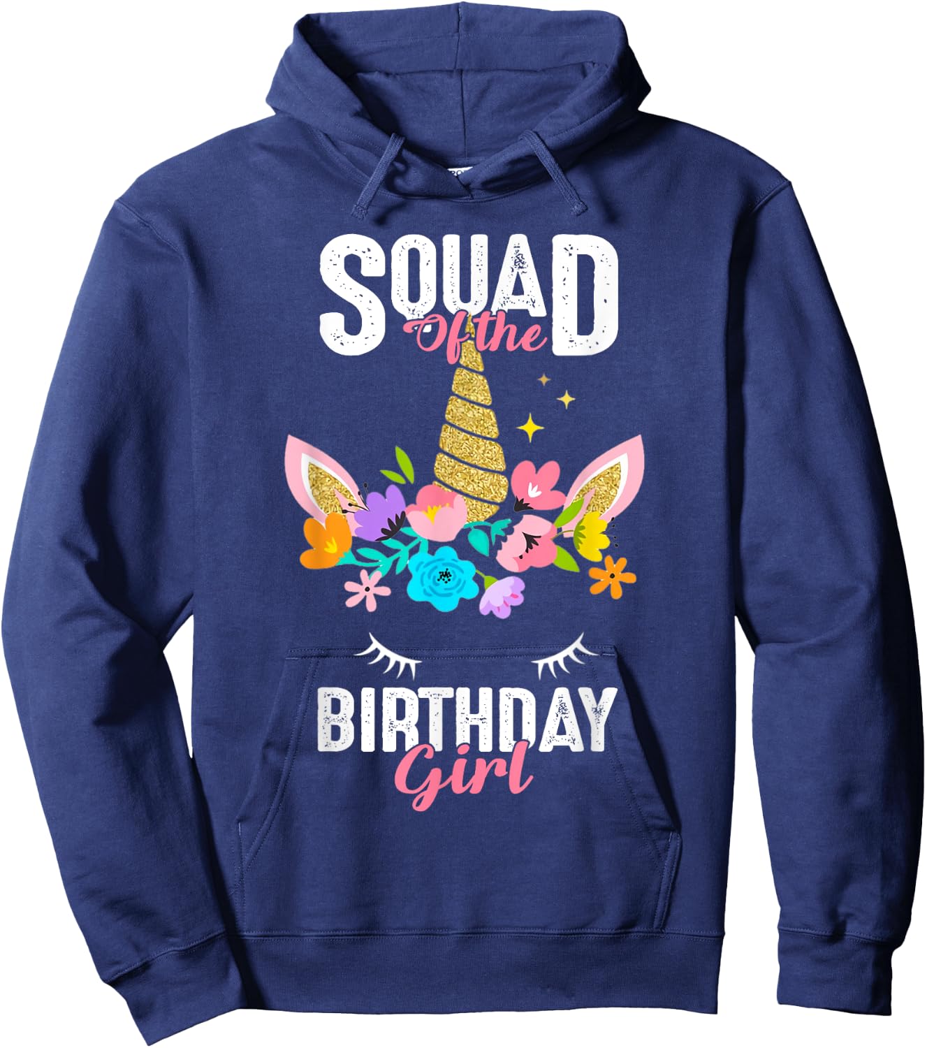 Squad of the Birthday Girl Cute Unicorn Birthday Matching Hoodie - Hoodie | Navy