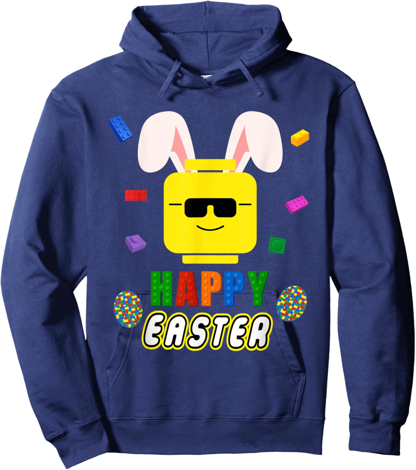 Easter Building Bricks Bunny Happy Easter Family Matching Hoodie - Hoodie | Navy