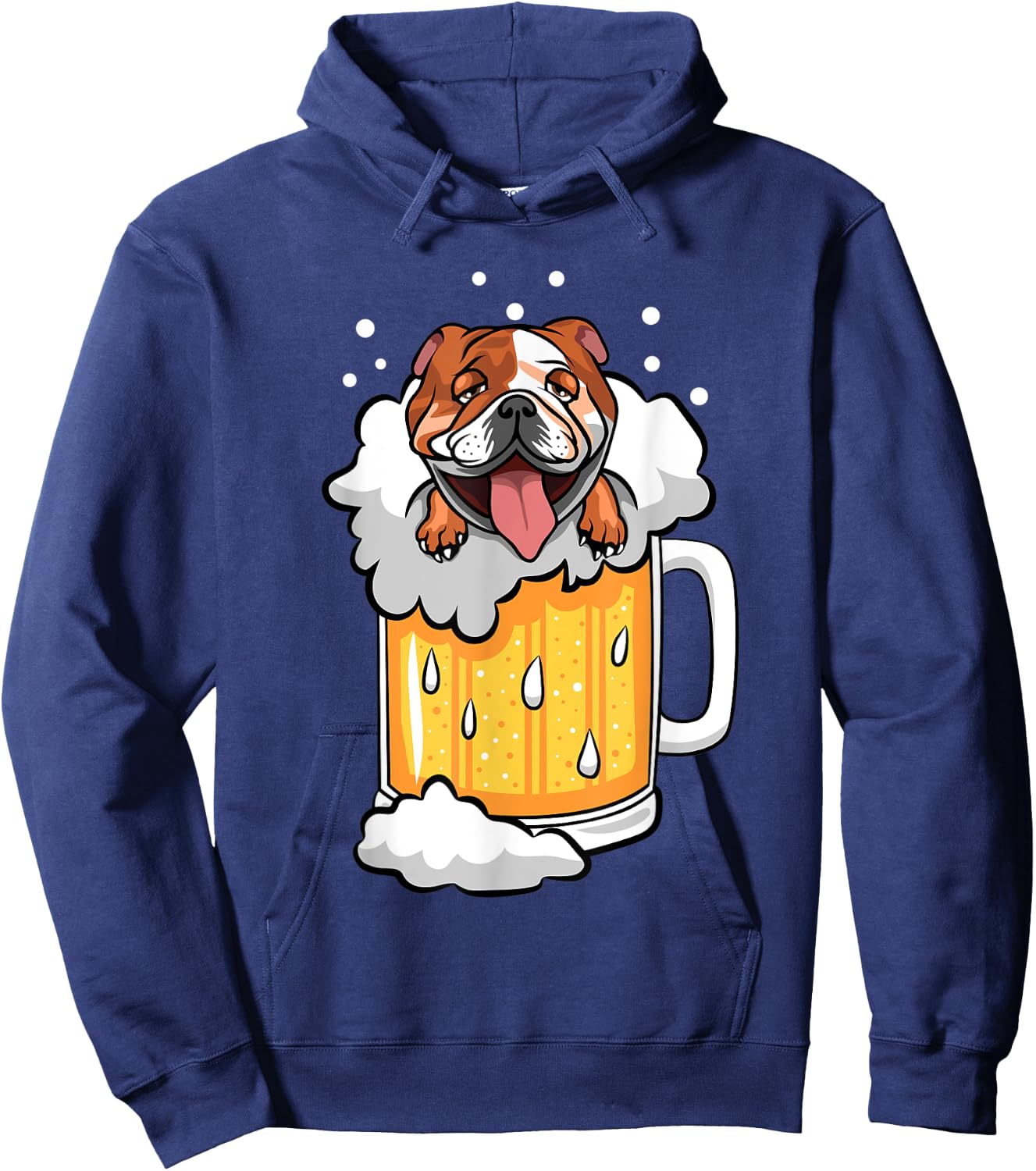 Funny English Bulldog drunk in Beer Hoodie - Hoodie | Navy