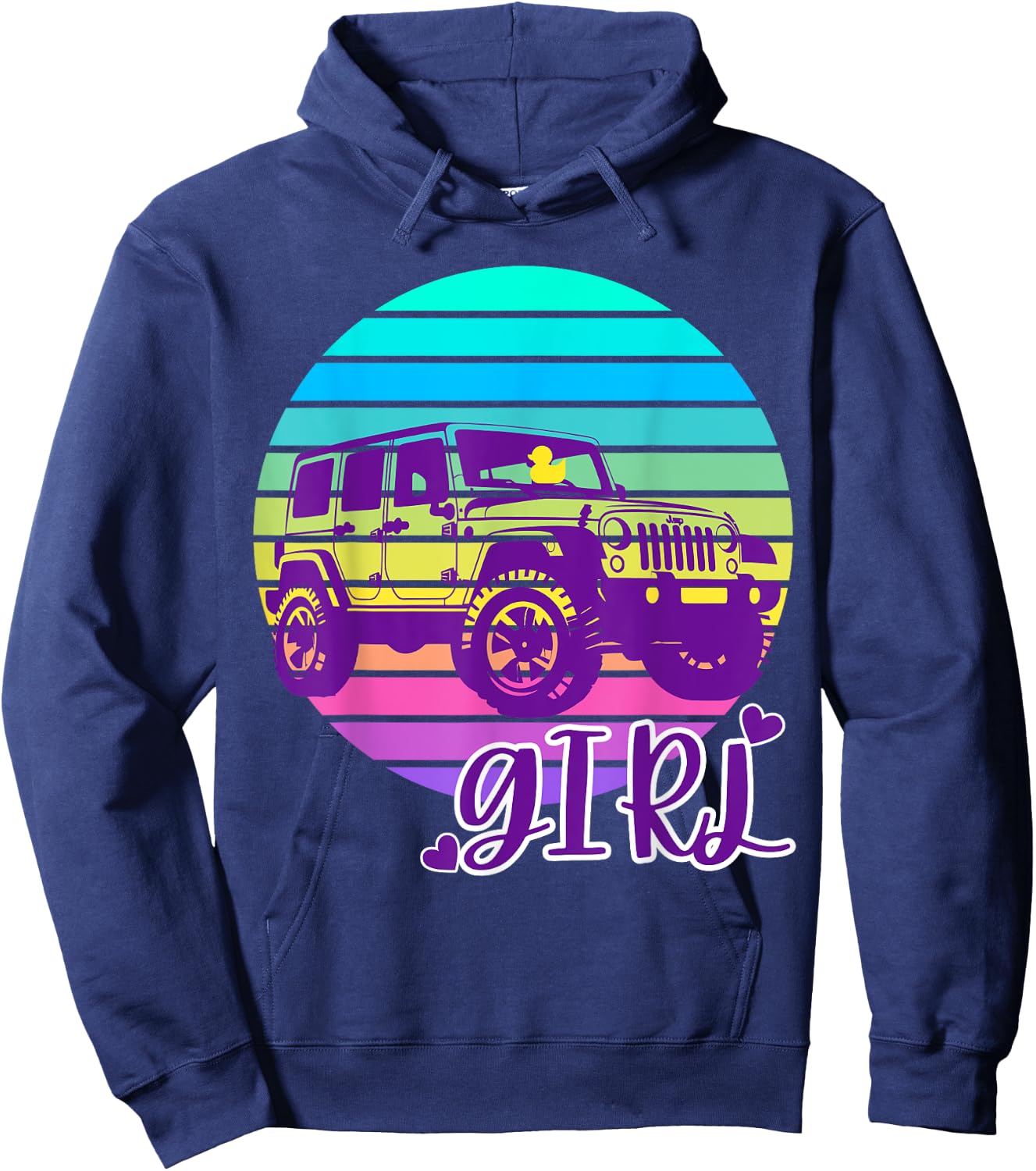 Cute Just A Girl Who Loves Off-Road SUV's Duck Tagging Fun Hoodie - Hoodie | Navy