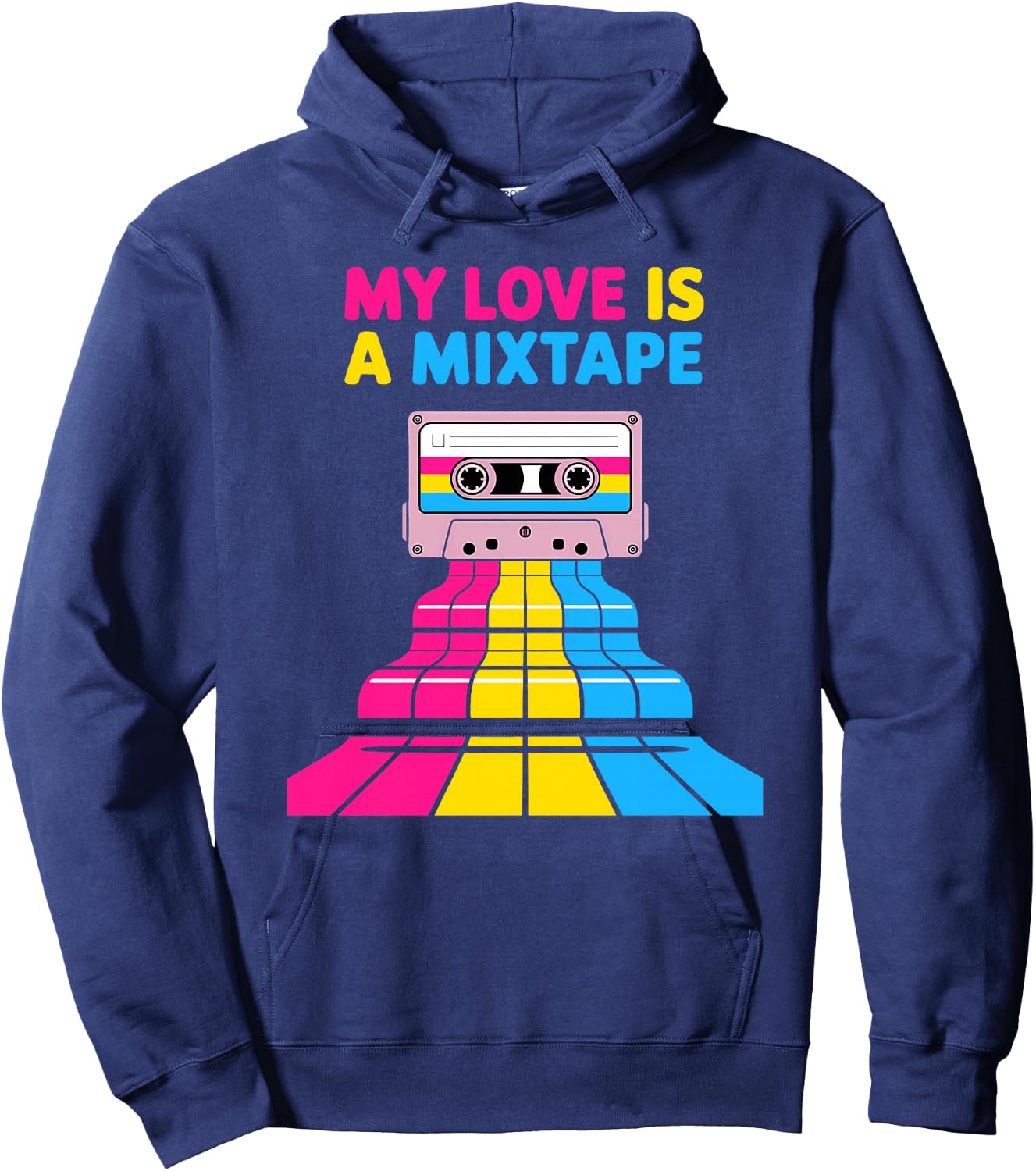 Mixtape rétro Pansexual Haut de Gamme Hoodie - Hoodie | Navy