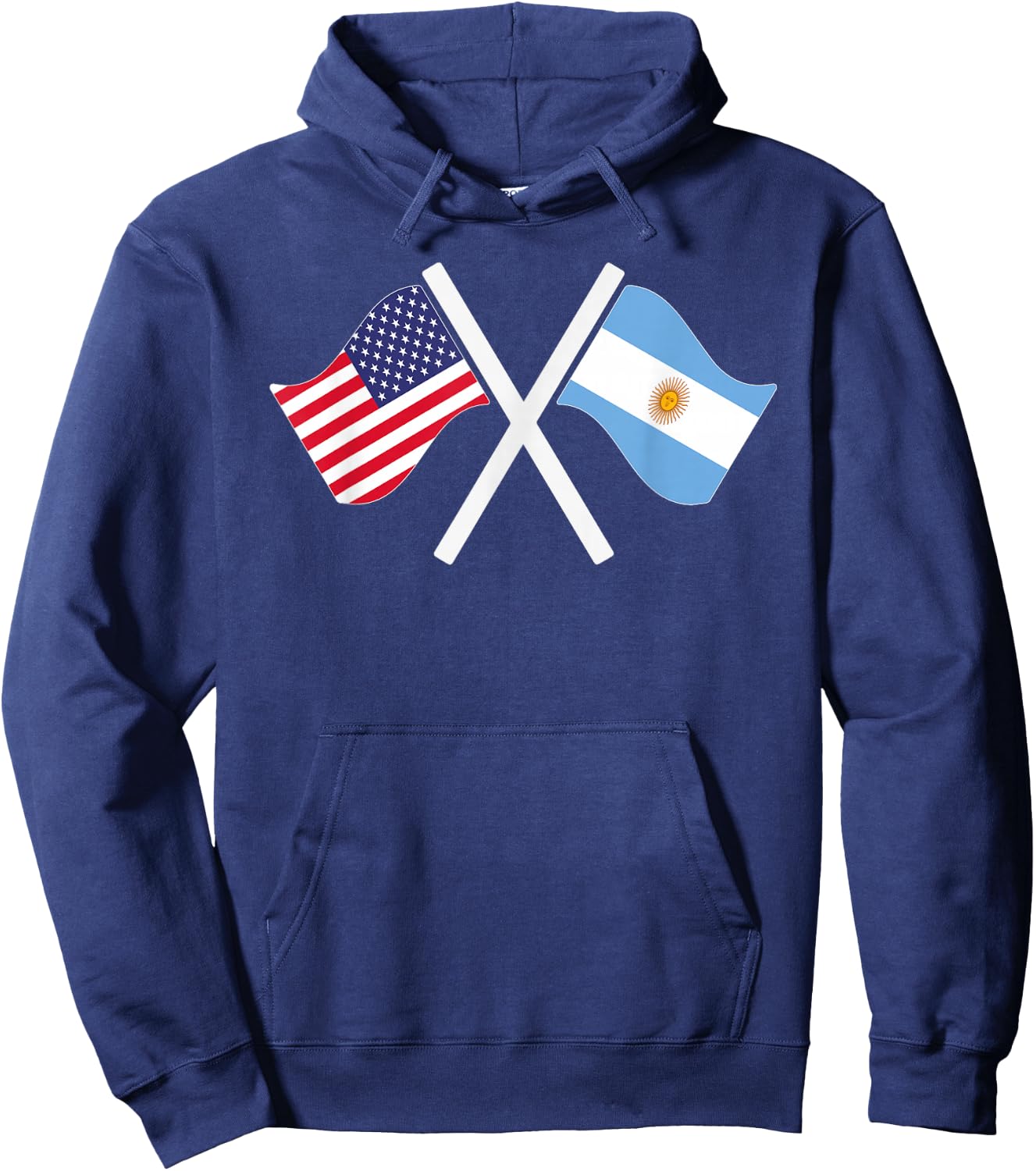 USA and Argentina Crossed Flags Dual Roots Hoodie - Hoodie | Navy