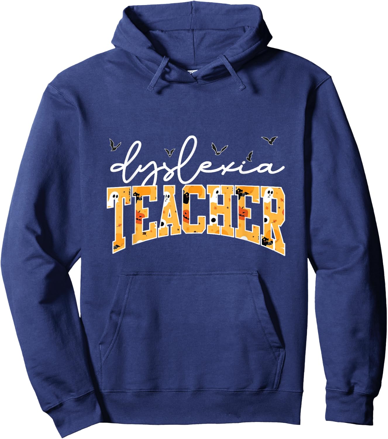 Retro Dyslexia Teacher Halloween Dyslexic Reading Therapy Hoodie - Hoodie | Navy