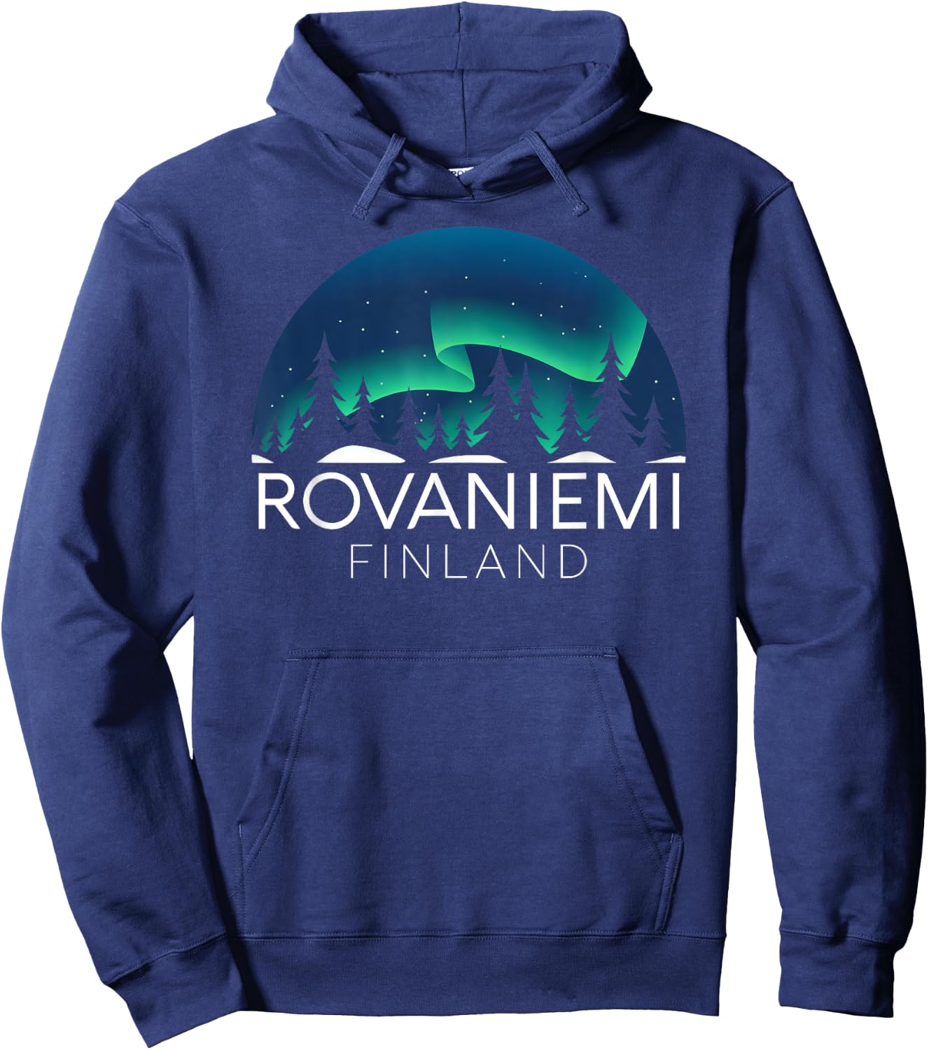 Rovaniemi Finland Northern Lights Arctic Aurora Borealis Hoodie - Hoodie | Navy