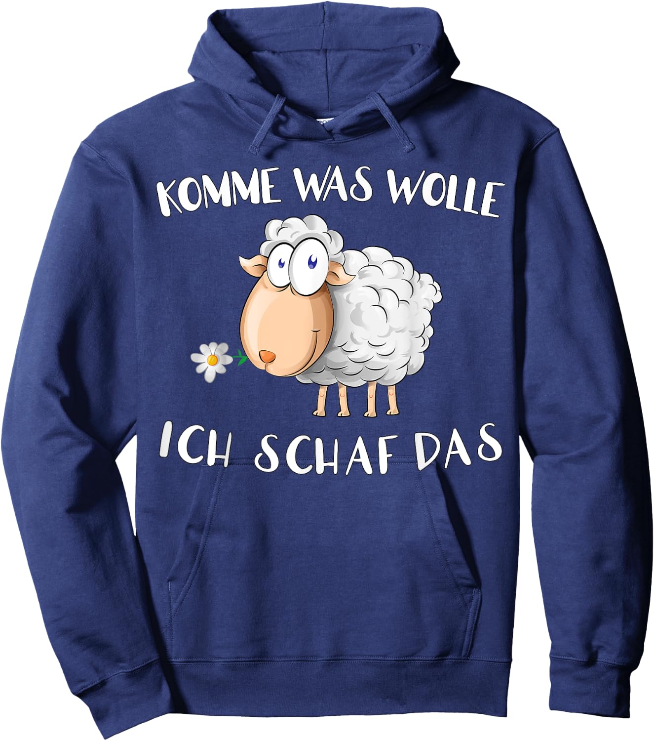 with German Text "Komm Was Wolle - ich Schaf das " Funny Sheep Word Game Hoodie - Hoodie | Navy