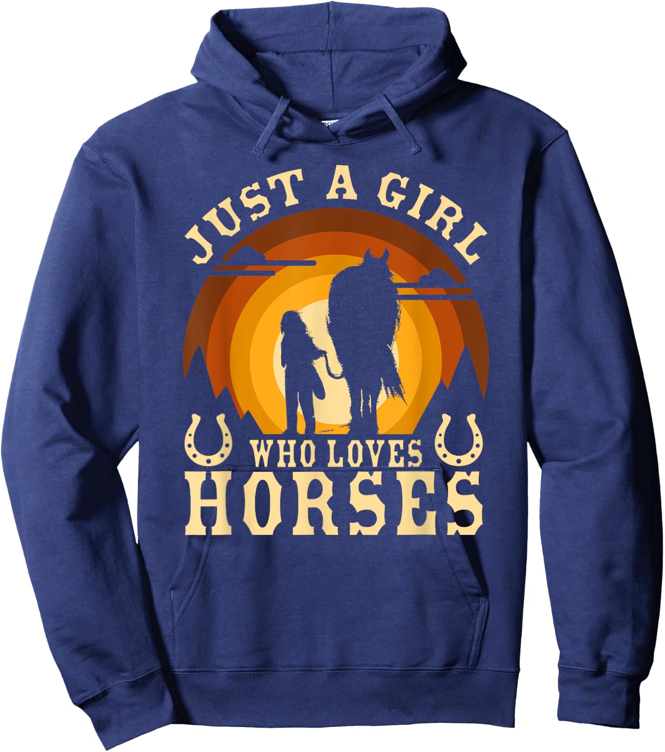 Vintage Horse Graphic Design - Just A Girl Who Loves Horses Hoodie - Hoodie | Navy