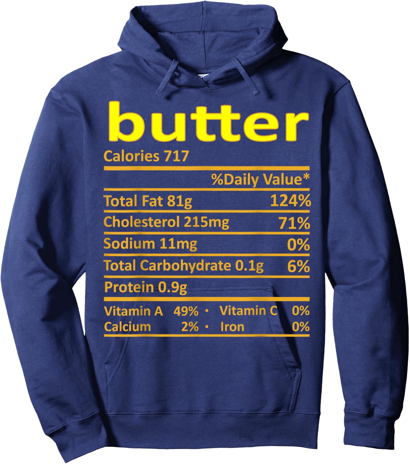 Butter Nutrition Funny Thanksgiving Costume Food Christmas Hoodie - Hoodie | Navy