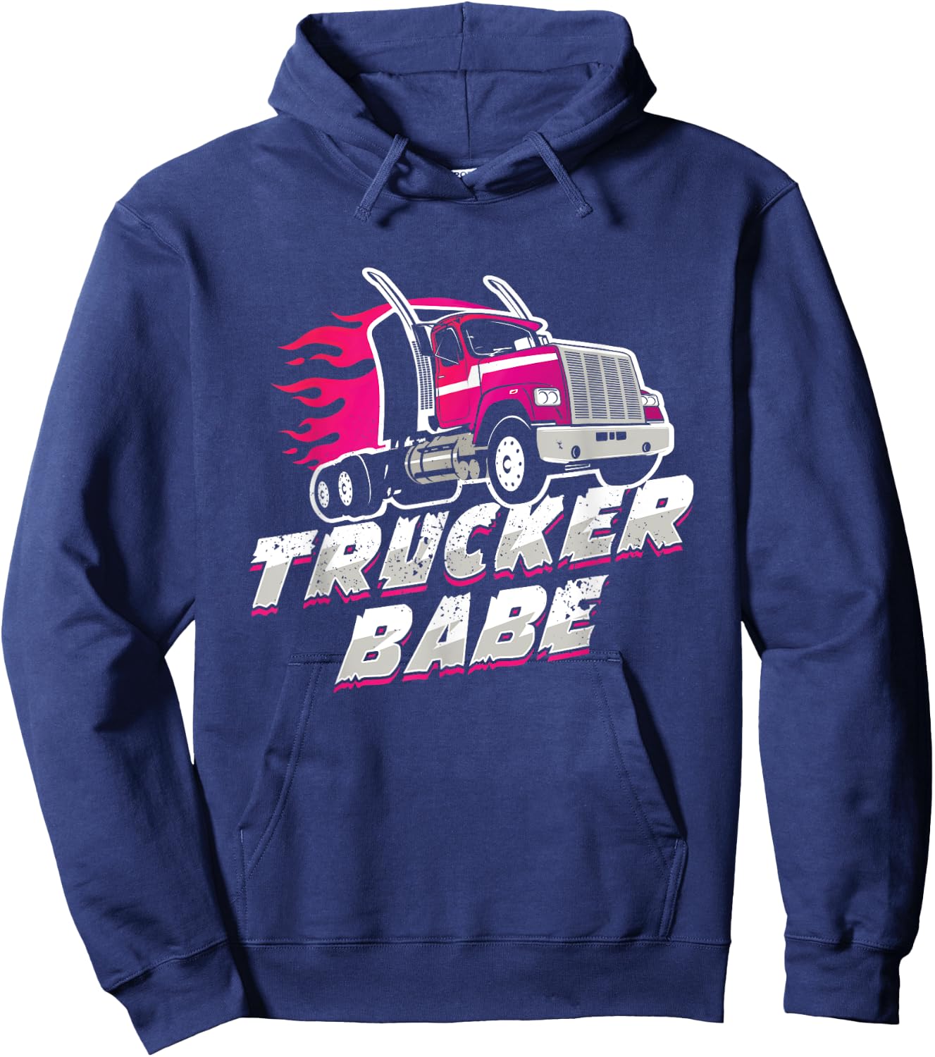 Awesome Trucker Babe Trailer Truck Driver Women Girls Hoodie - Hoodie | Navy