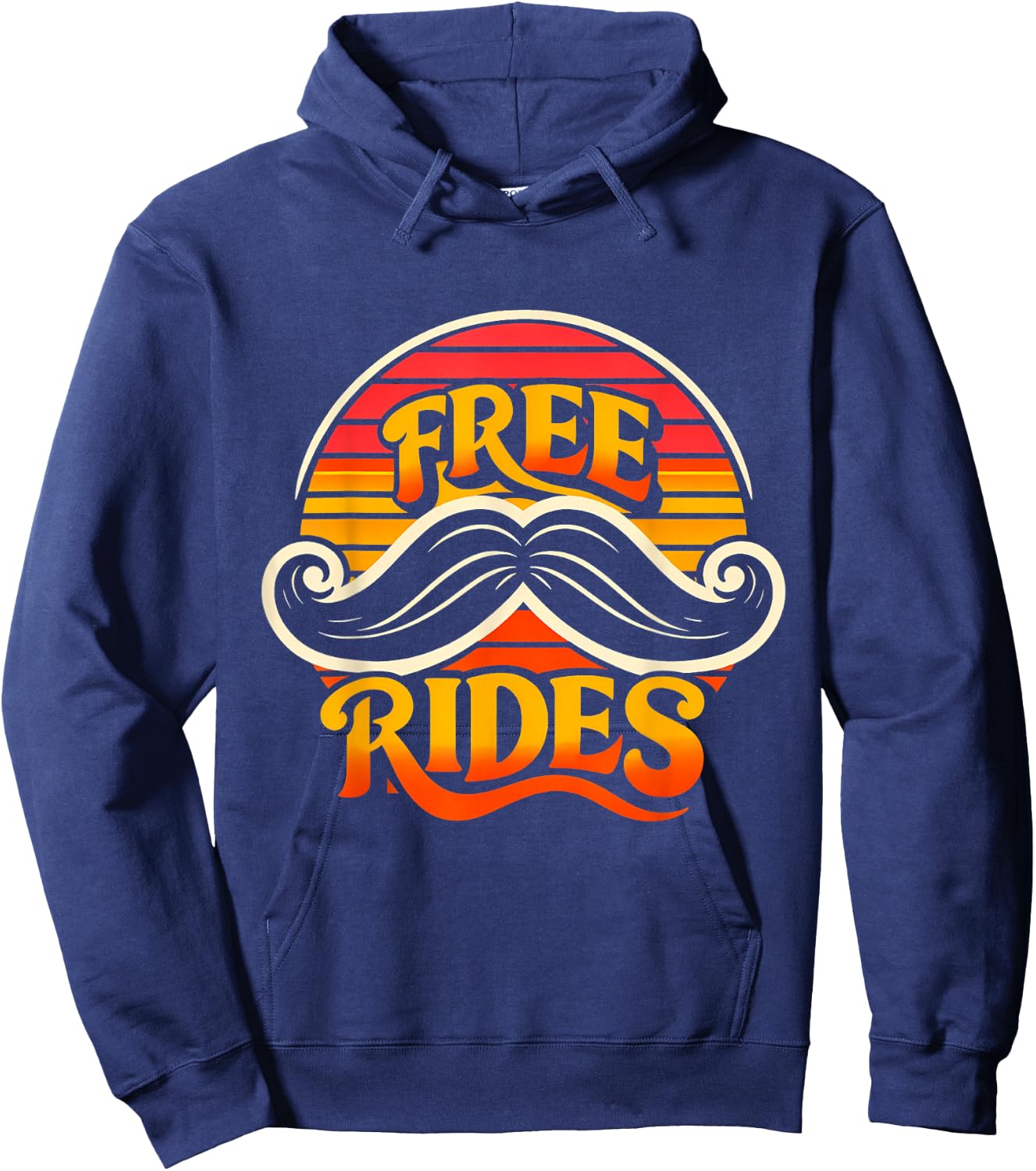 Free Moustache Rides Funny Retro Graphic for Beard Lovers Hoodie - Hoodie | Navy