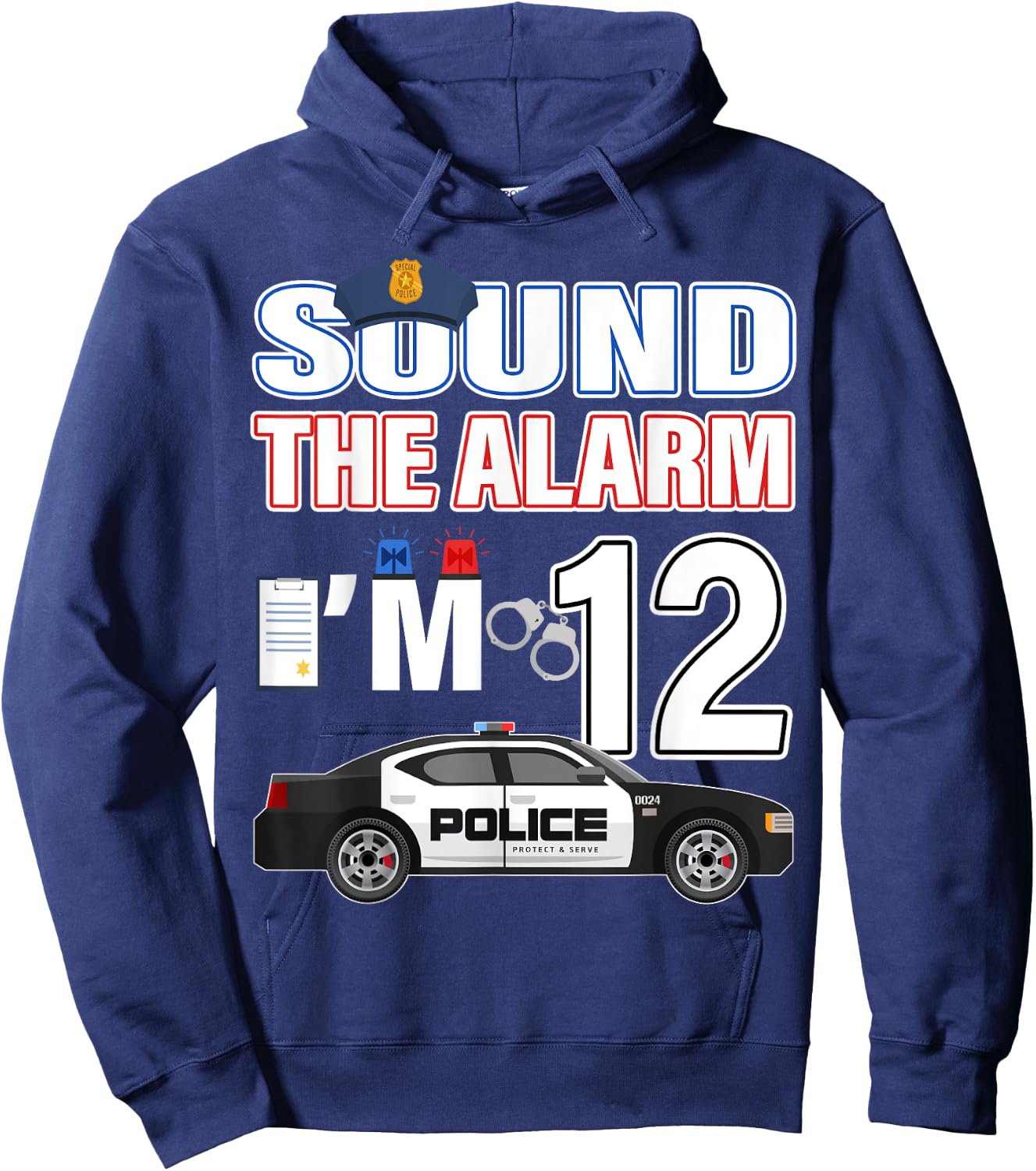 Police Car 12th Birthday Boy 12 year old Policeman Officer Hoodie - Hoodie | Navy