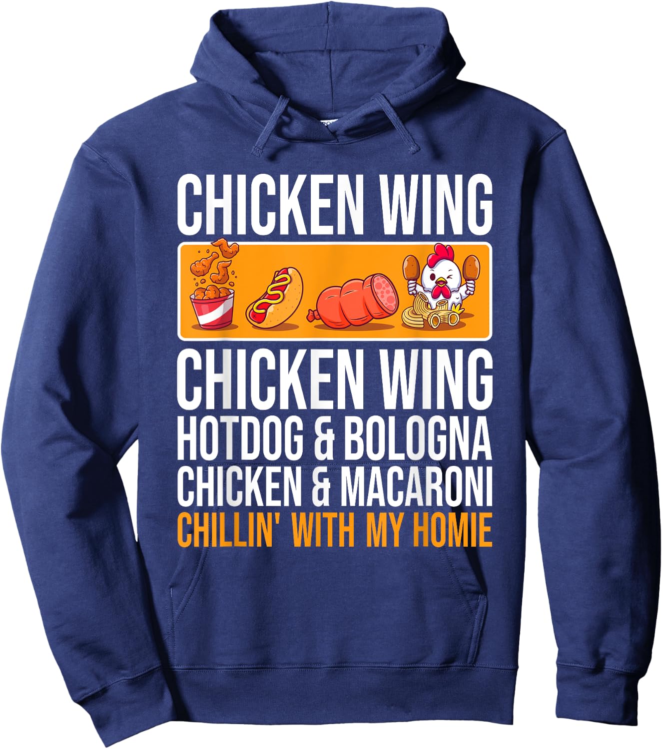 Chicken Wing Chicken Wing Hot Dog and Bologna Women Kids Hoodie - Hoodie | Navy