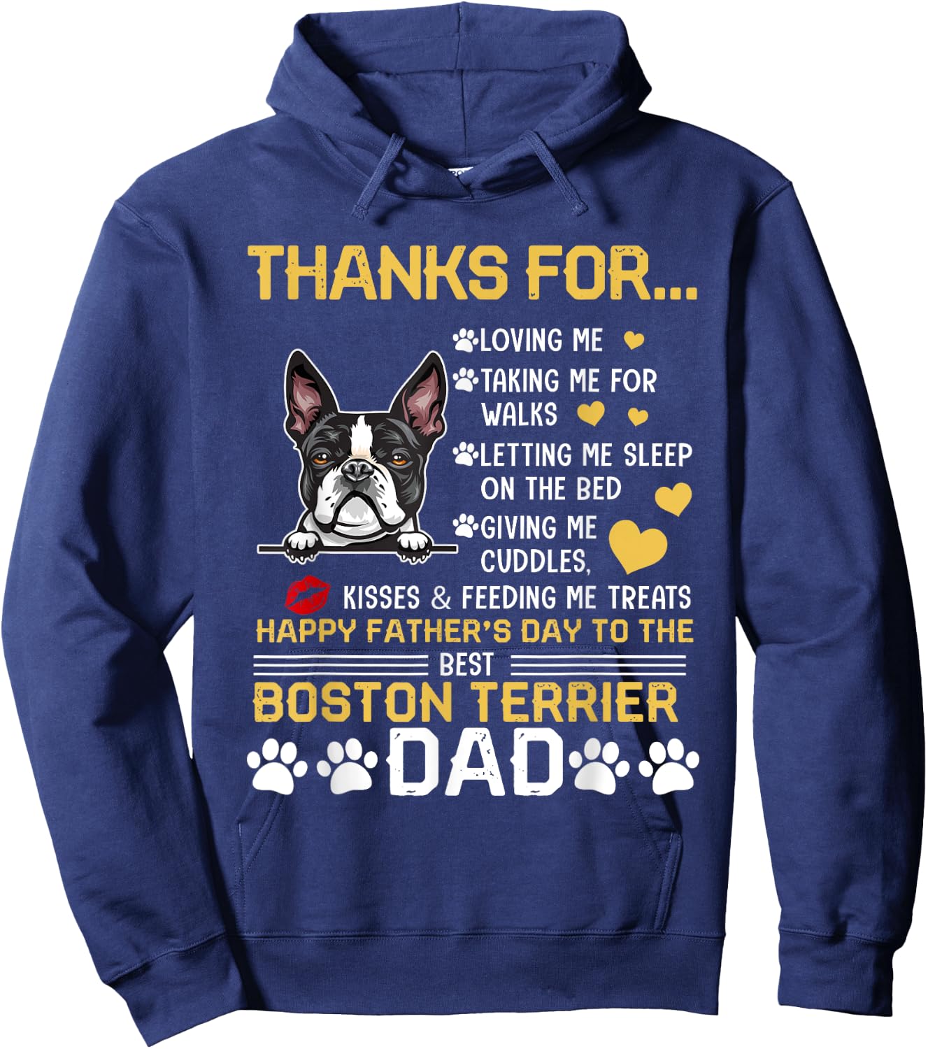 Best Boston Terrier Dog Dad Lover Happy Father's Day Hoodie - Hoodie | Navy
