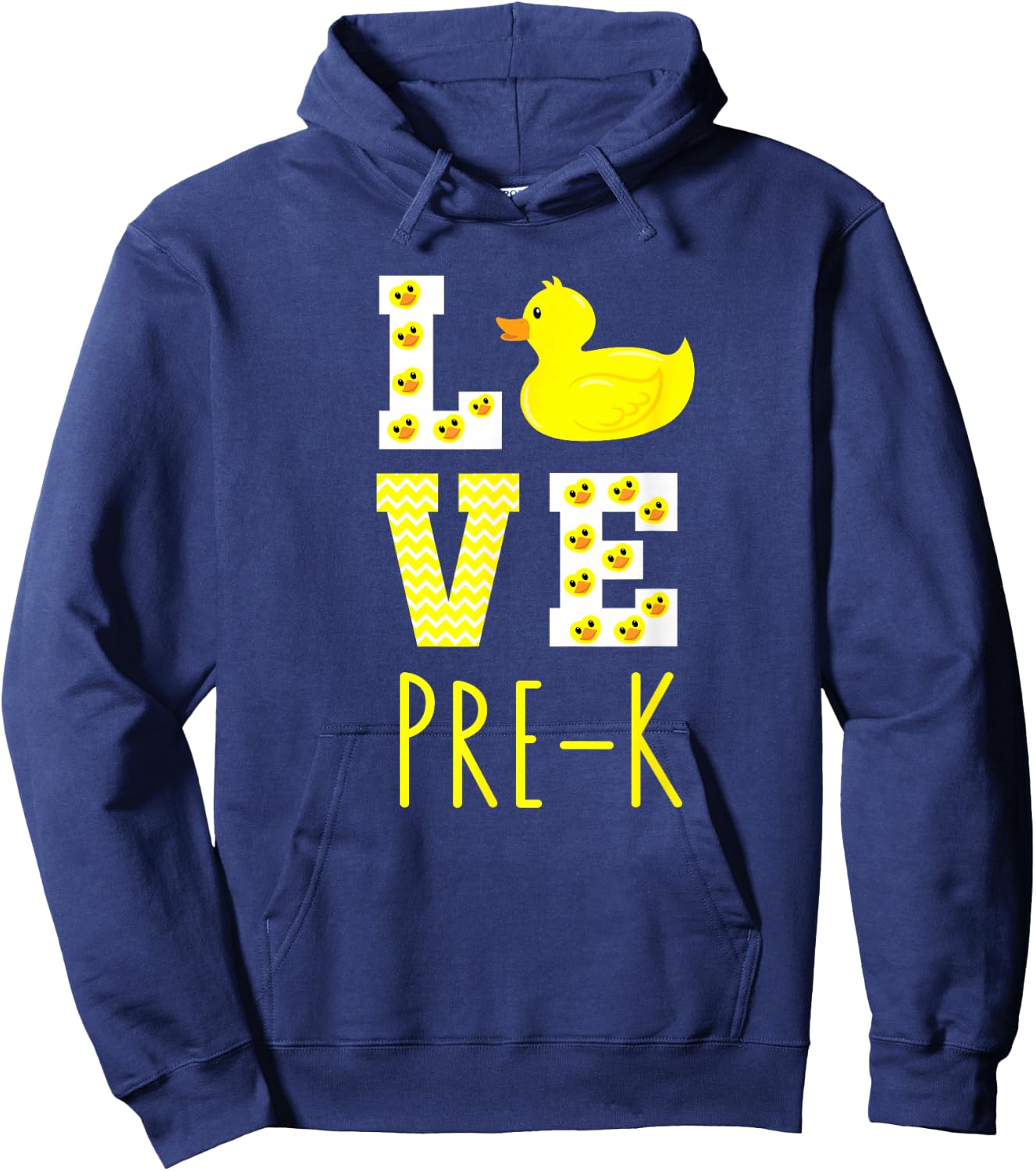 Love Pre-K Back To School Yellow Duck Pre-K Teacher Hoodie - Hoodie | Navy