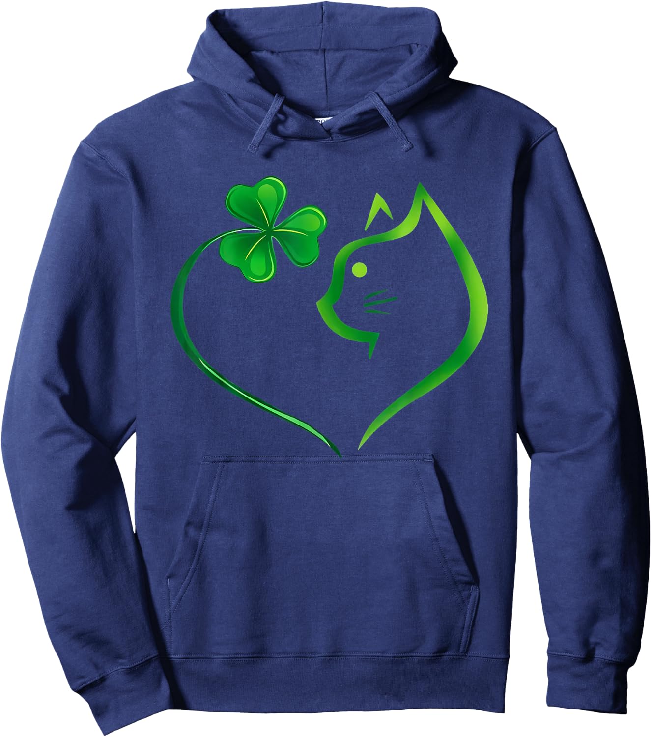 Shamrock Cat Heart St Patricks Day Cat Lovers Cat Mom Women Hoodie - Hoodie | Navy