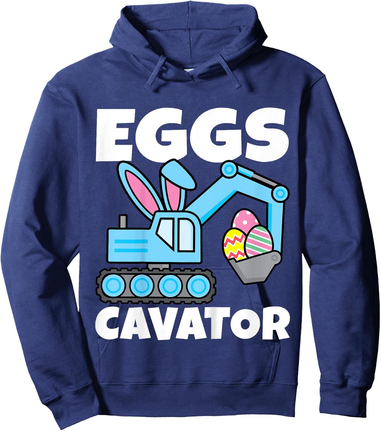Kids Boys Easter Eggs Cavator Bunny Excavator Toddler Eggscavator Hoodie - Hoodie | Navy