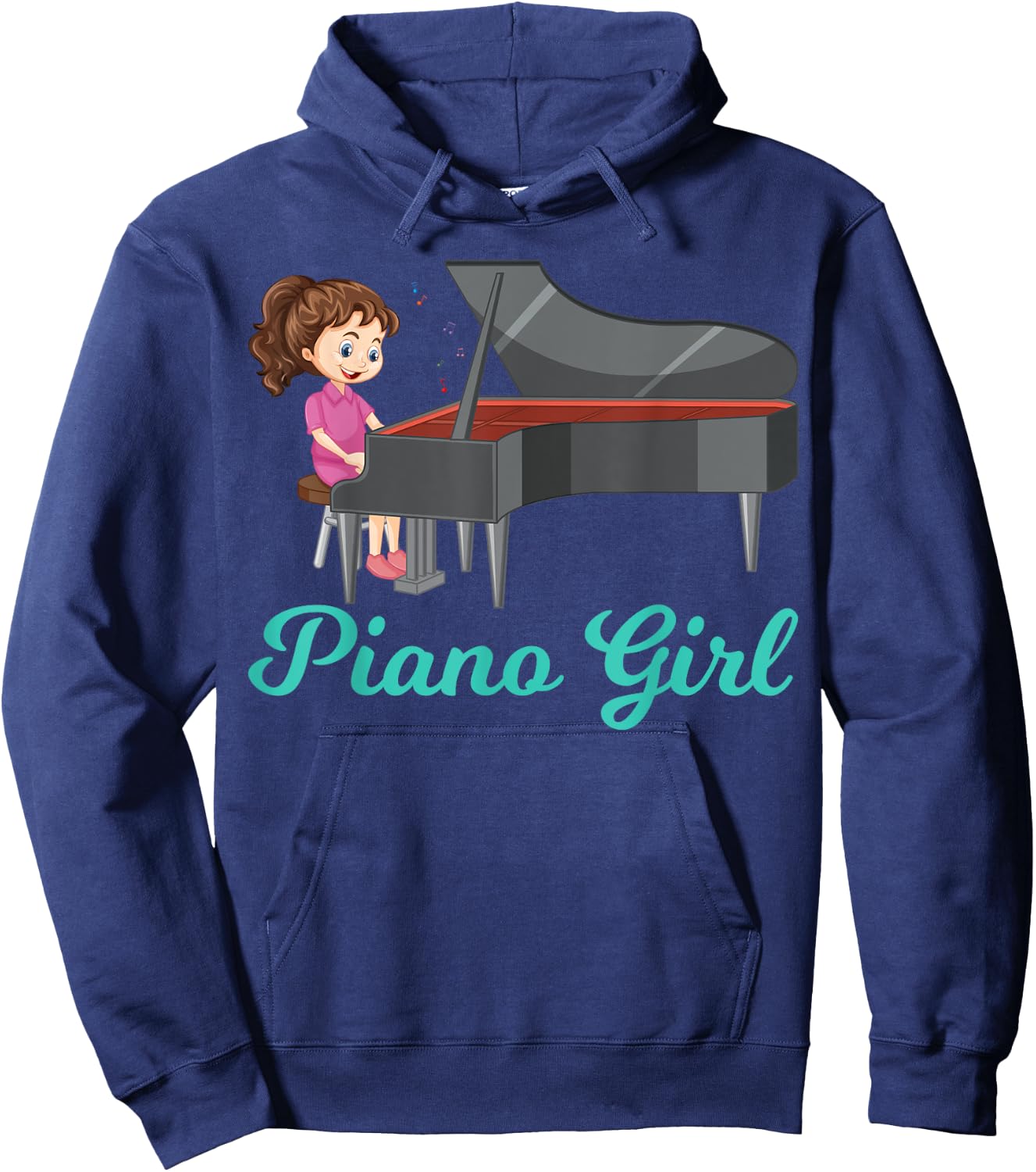 Girl Playing Piano Music Music Notes Pianist Piano Girl Hoodie - Hoodie | Navy