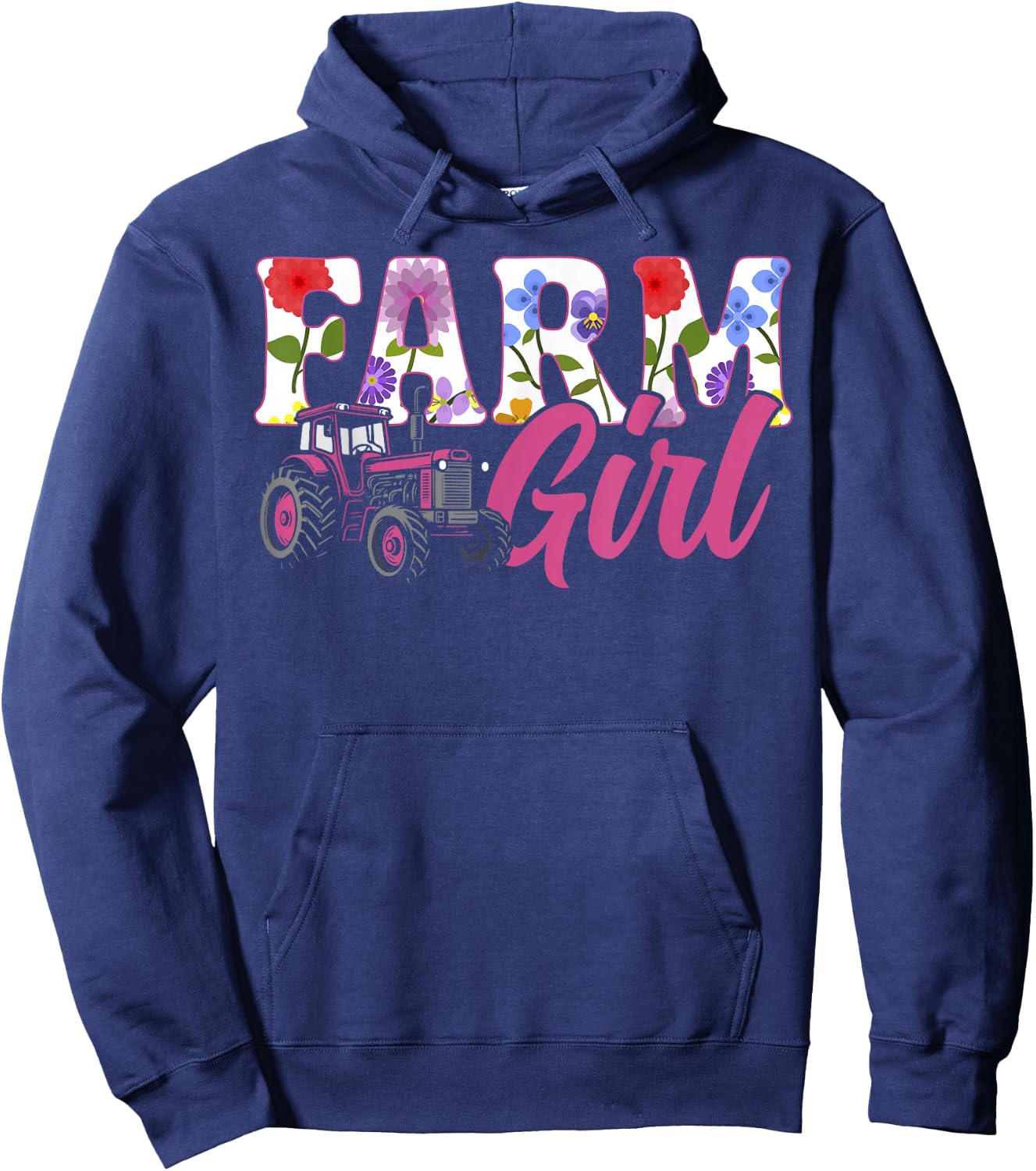 Farming Farmer Girl Tractor Vintage Farm Girl Hoodie - Hoodie | Navy