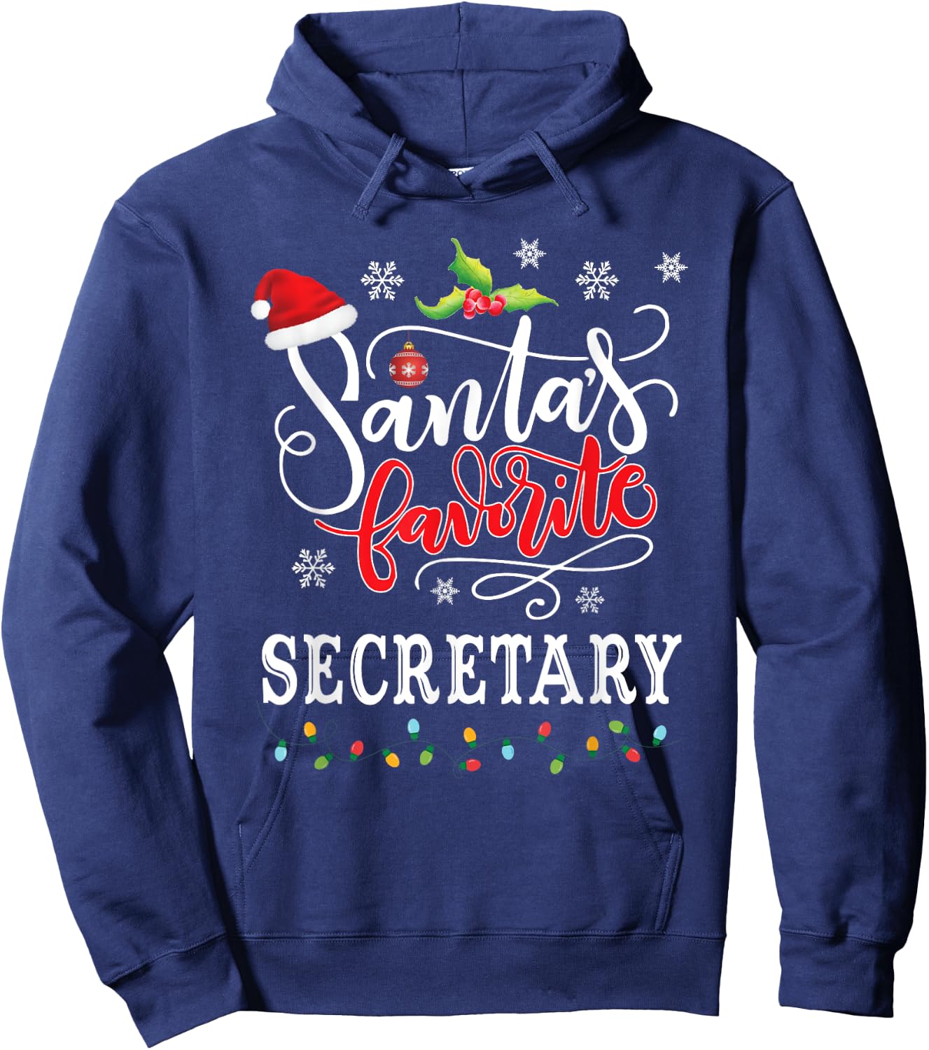 Santa's Favorite Secretary Funny Christmas Xmas Hat Hoodie - Hoodie | Navy