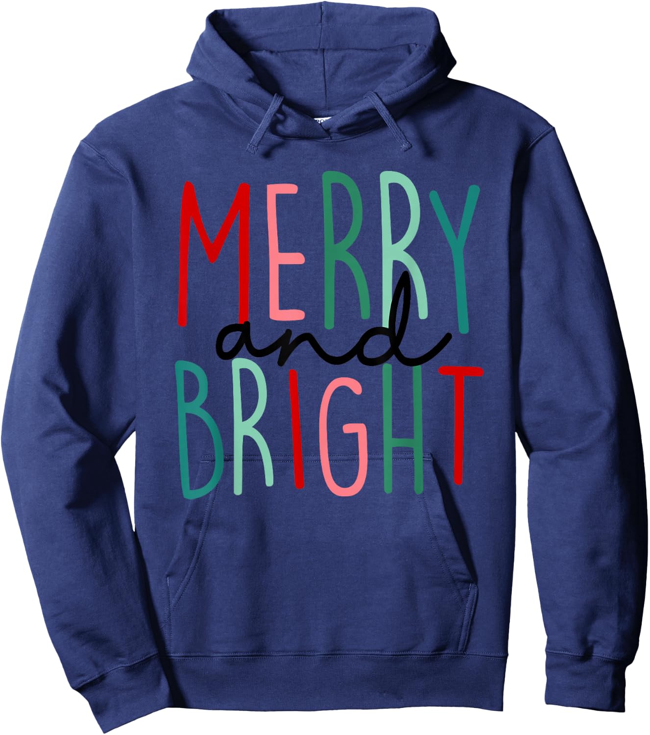 Merry And Bright Christmas Women Girls Kids Toddlers Cute Hoodie - Hoodie | Navy