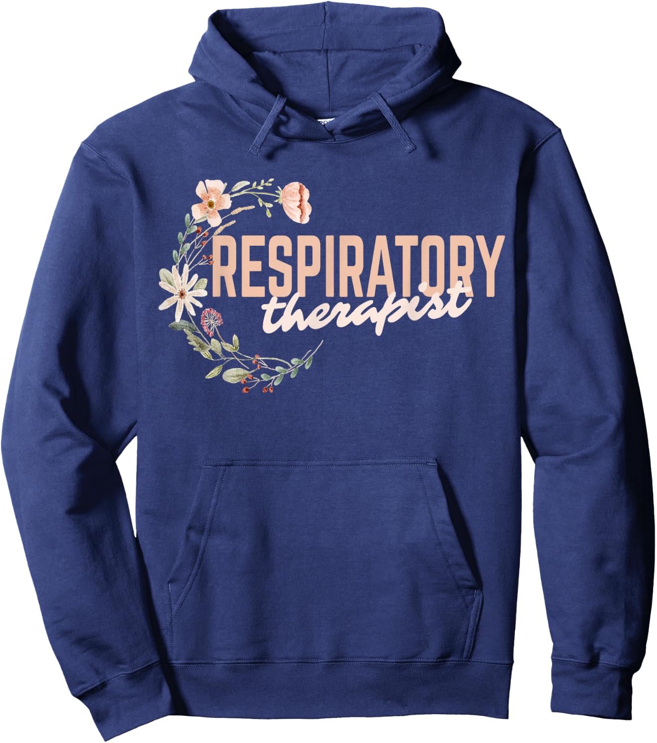 Respiratory Therapist Wildflower Floral Respiratory Therapy Hoodie - Hoodie | Navy