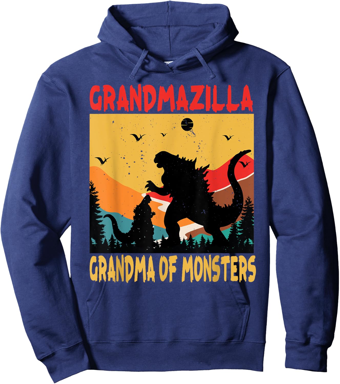 Grandmazilla Grandma Of Monsters Women Halloween Christmas Hoodie - Hoodie | Navy