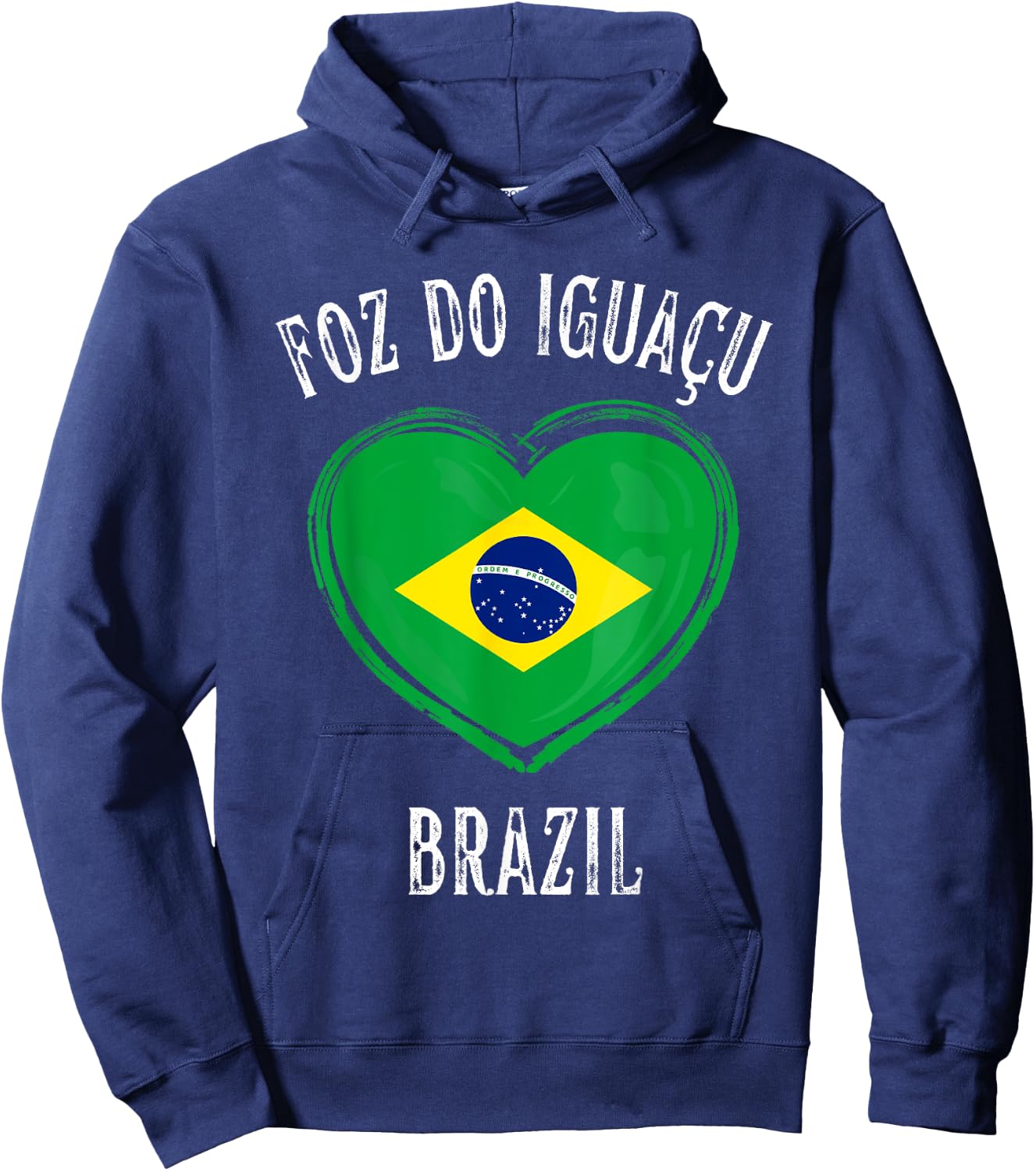 Brazil Flag Heart Foz Do Iguacu City Hoodie - Hoodie | Navy