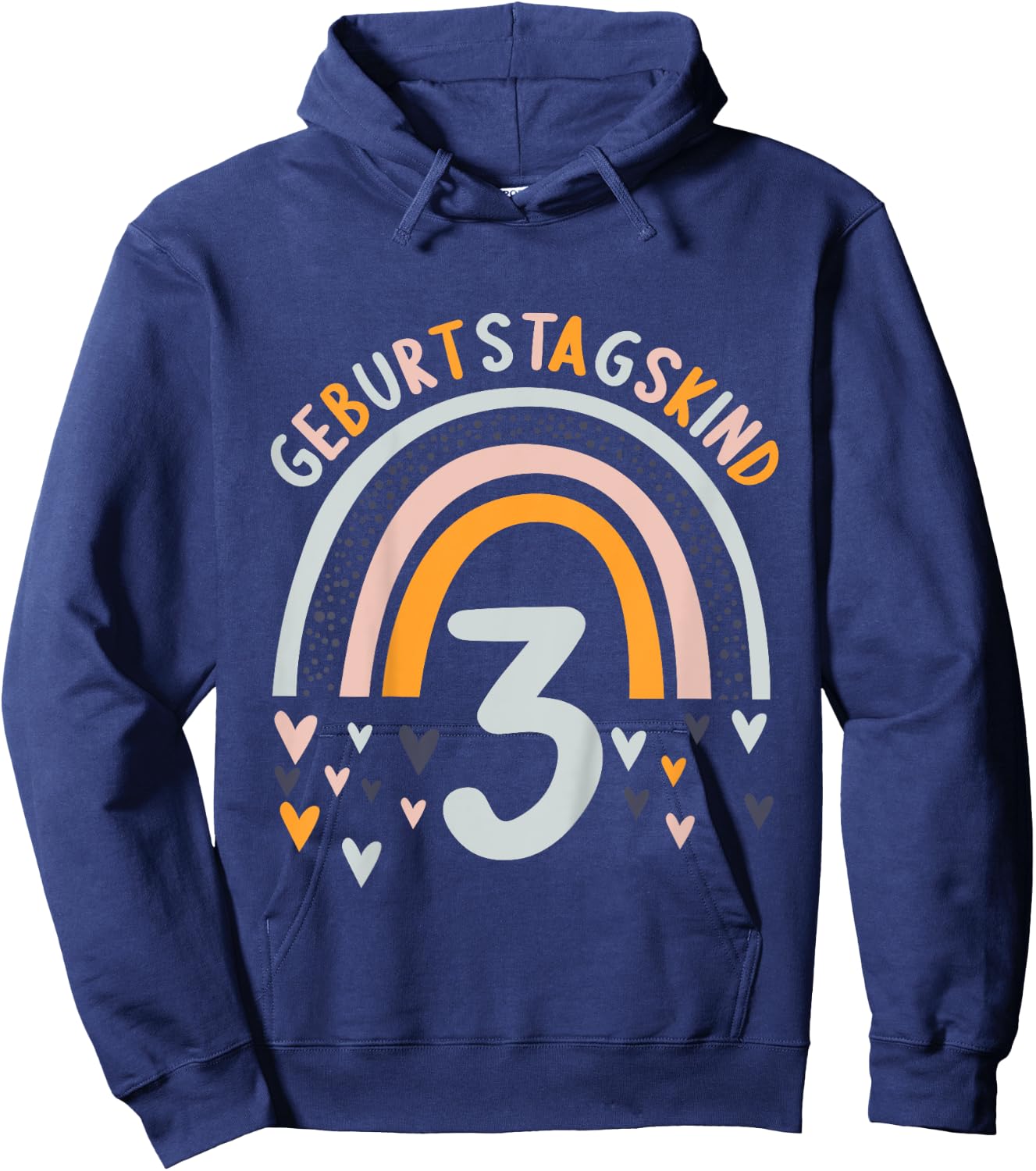 Kids 3 Years Old Boy Girl Rainbow 3rd Birthday , black Hoodie - Hoodie | Navy