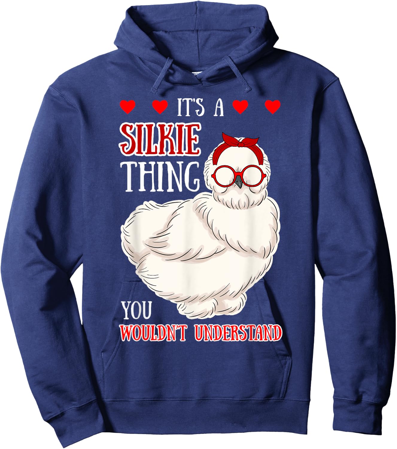 Silkie Chicken Breeder Bantam Silky Headband Poultry Farmer Hoodie - Hoodie | Navy