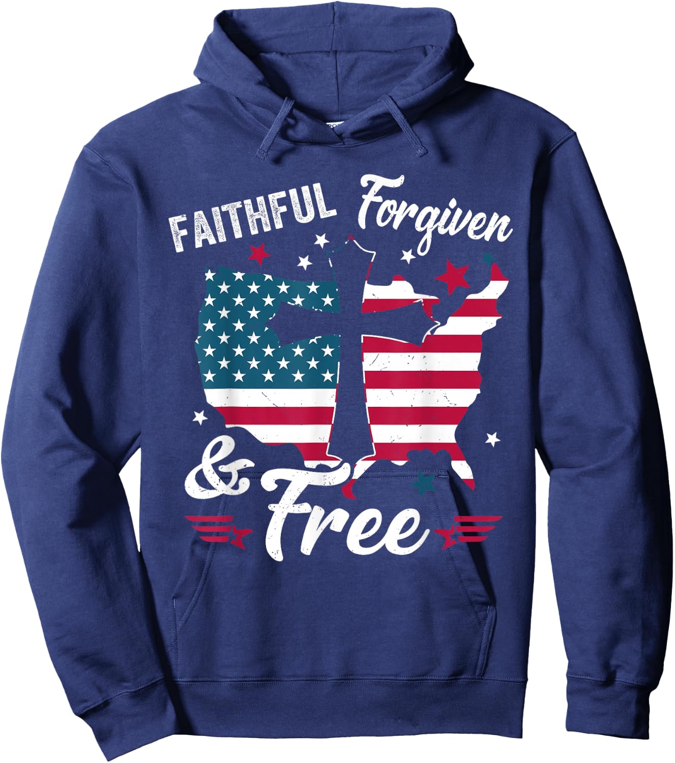 Faithful Forgiven Free Patriotic Christian 4th of July Women Hoodie - Hoodie | Navy